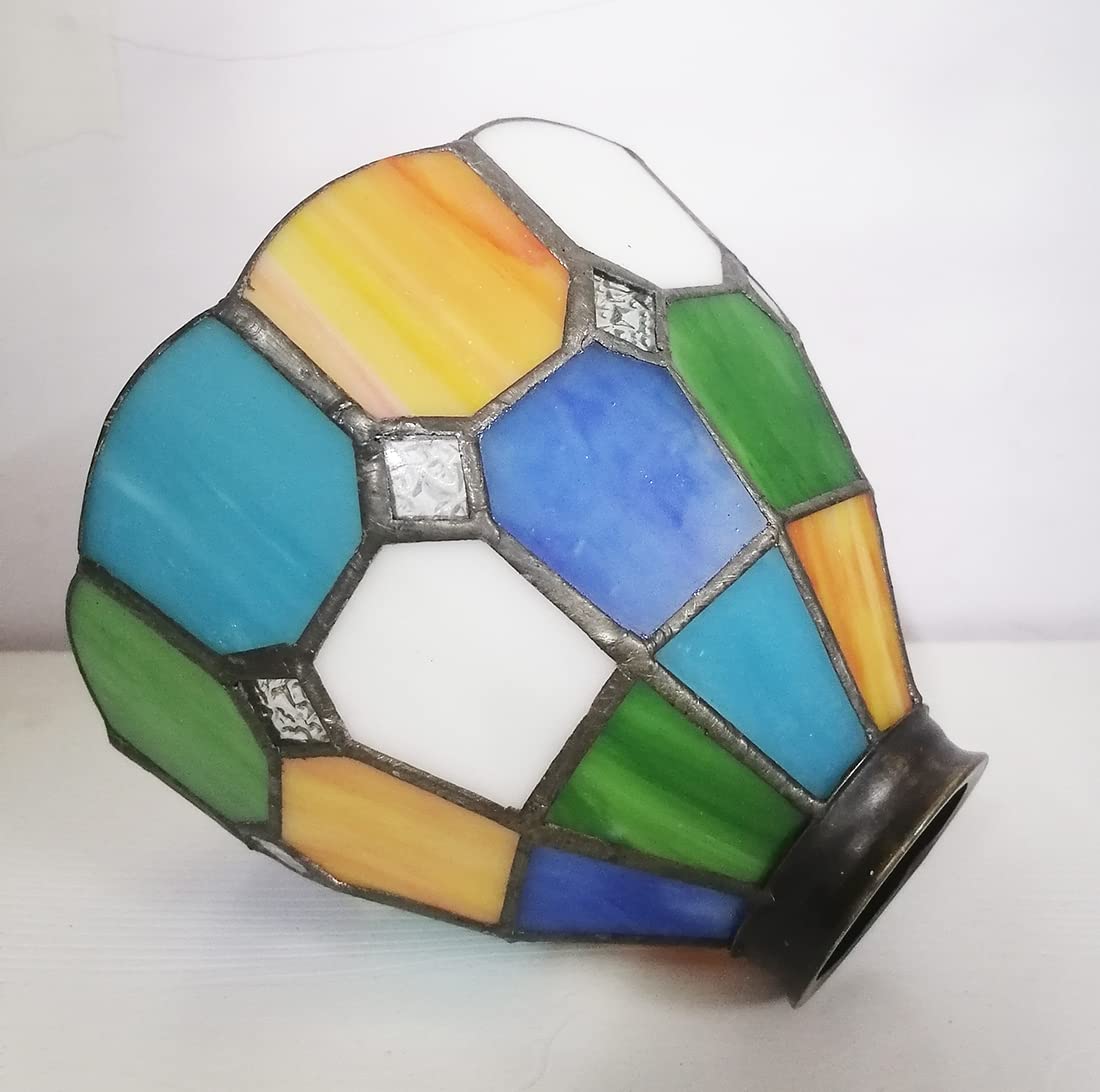 Huimeiju Stained Glass Lampshade, Hmj6012 Tiffany Glass Lampshade,2Pcs Set, Fan Lampshade Replacement, Multicolored Glass Combin