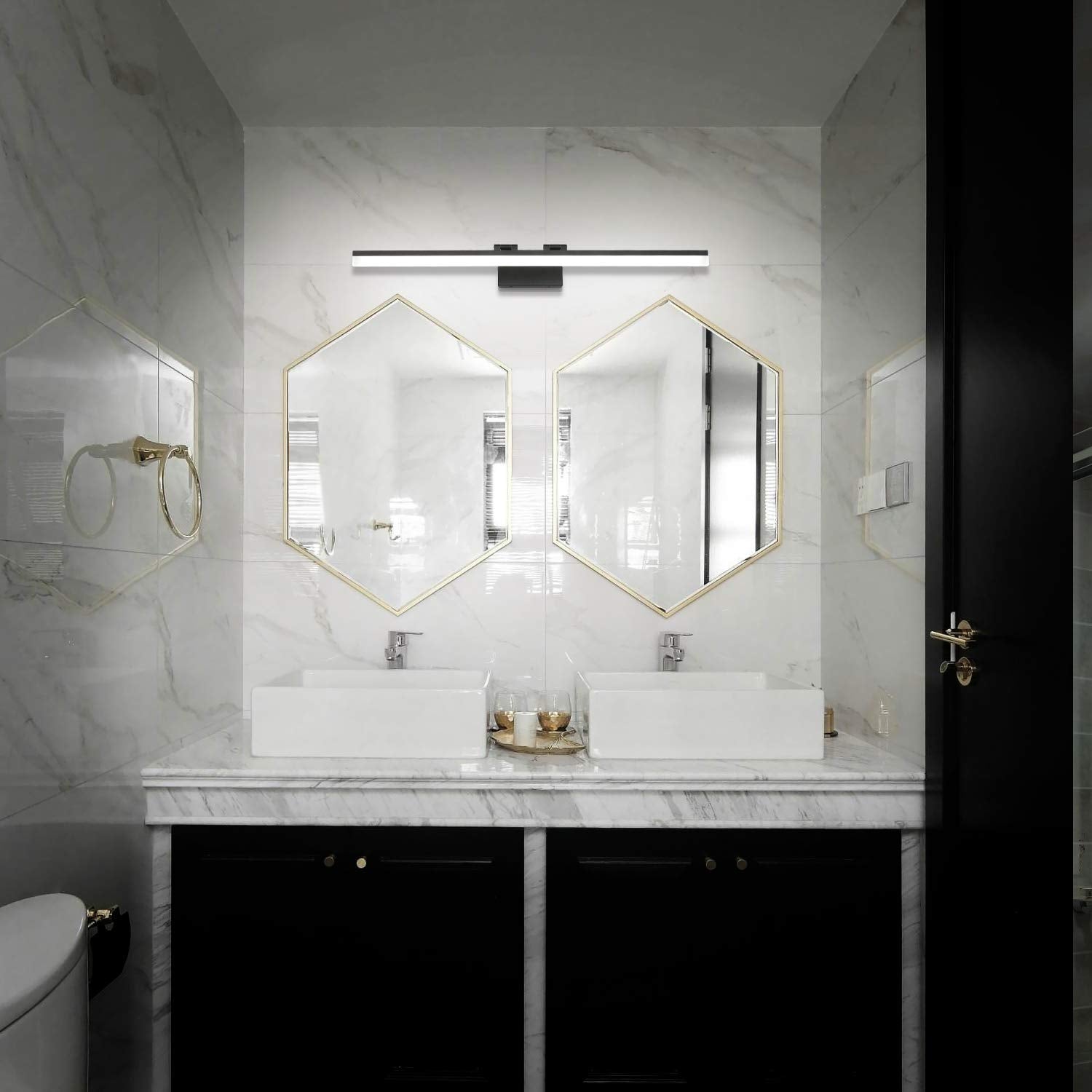 SOLFART Modern LED Vanity Light Fixture 40 Inch Adjustable Black Acrylic 8778-ND