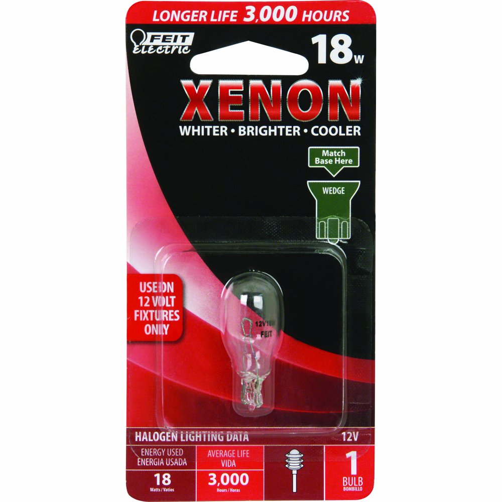 Feit Electric 18W T5 Xenon Halogen Bulb, Clear 2800K Bright White, 1.5" H x 0.6" D, Glass, Model BP