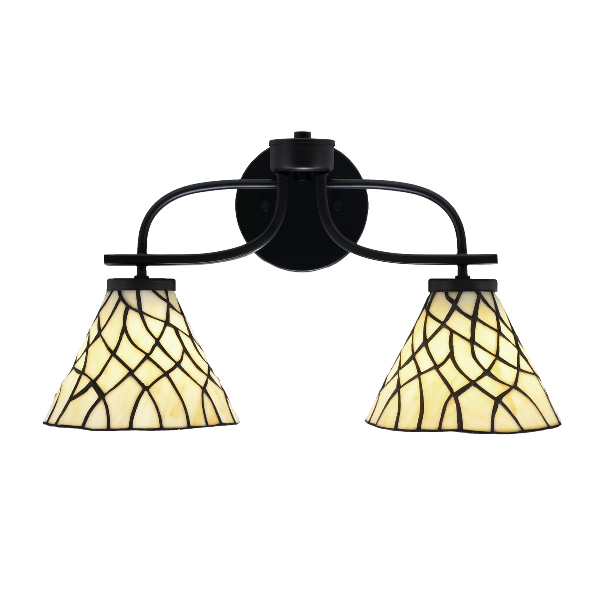 Cavella 2 Light Bath Bar In Matte Black Finish With 7" Sandhill Art Glass