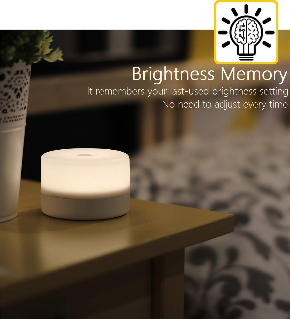 RTSU Dimmable Touch Bedside Lamp, Ivory White LED Nightlight for Kids & Adults, Model RTSU-AT001, Decorative Table Light for Bedroom & Nursery
