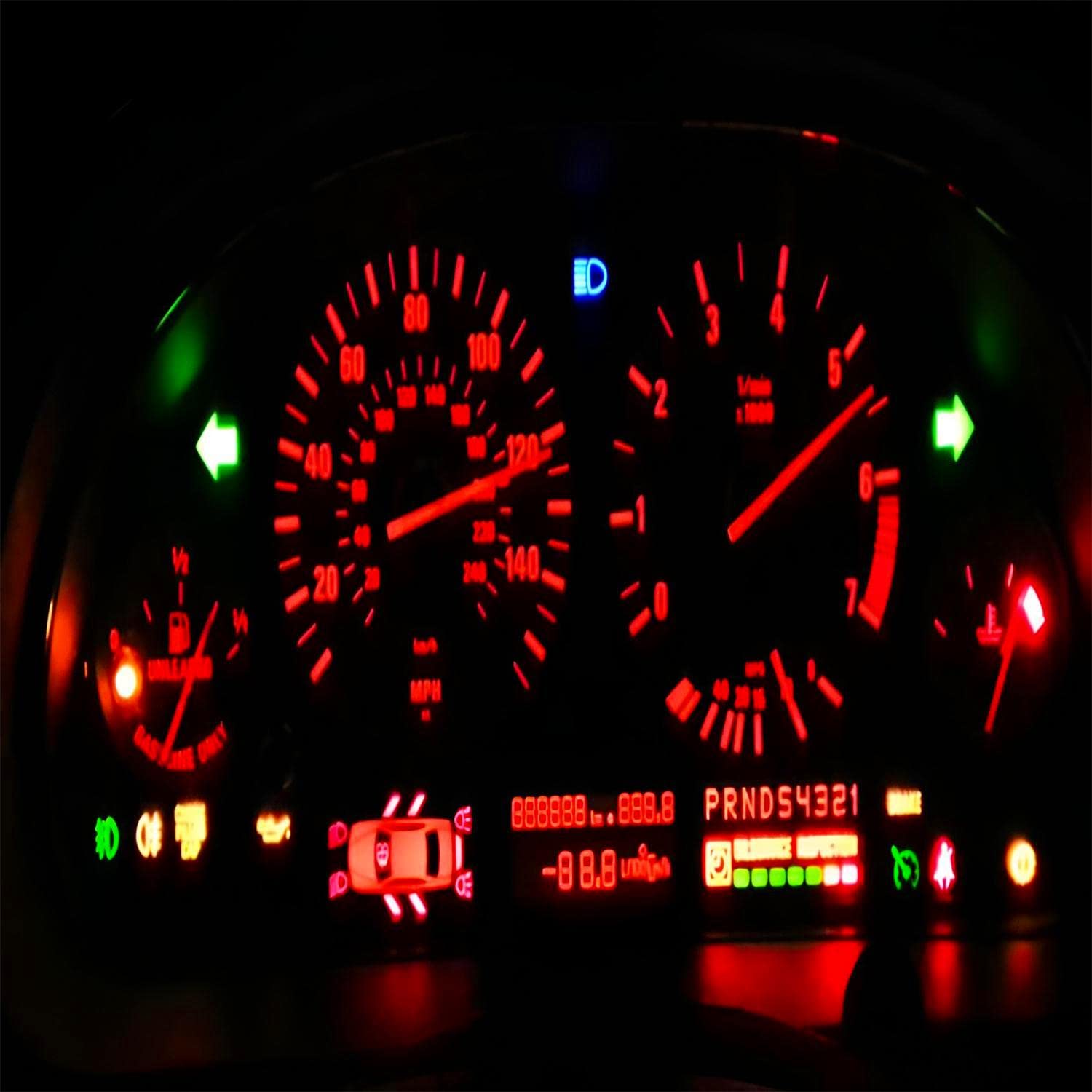 AUXLIGHT T5 LED Bulb Pack of 10 - Super Bright 12V, 3030 Chips, Brilliant Red, Interior Dome/Map/Instrument Panel Lighting