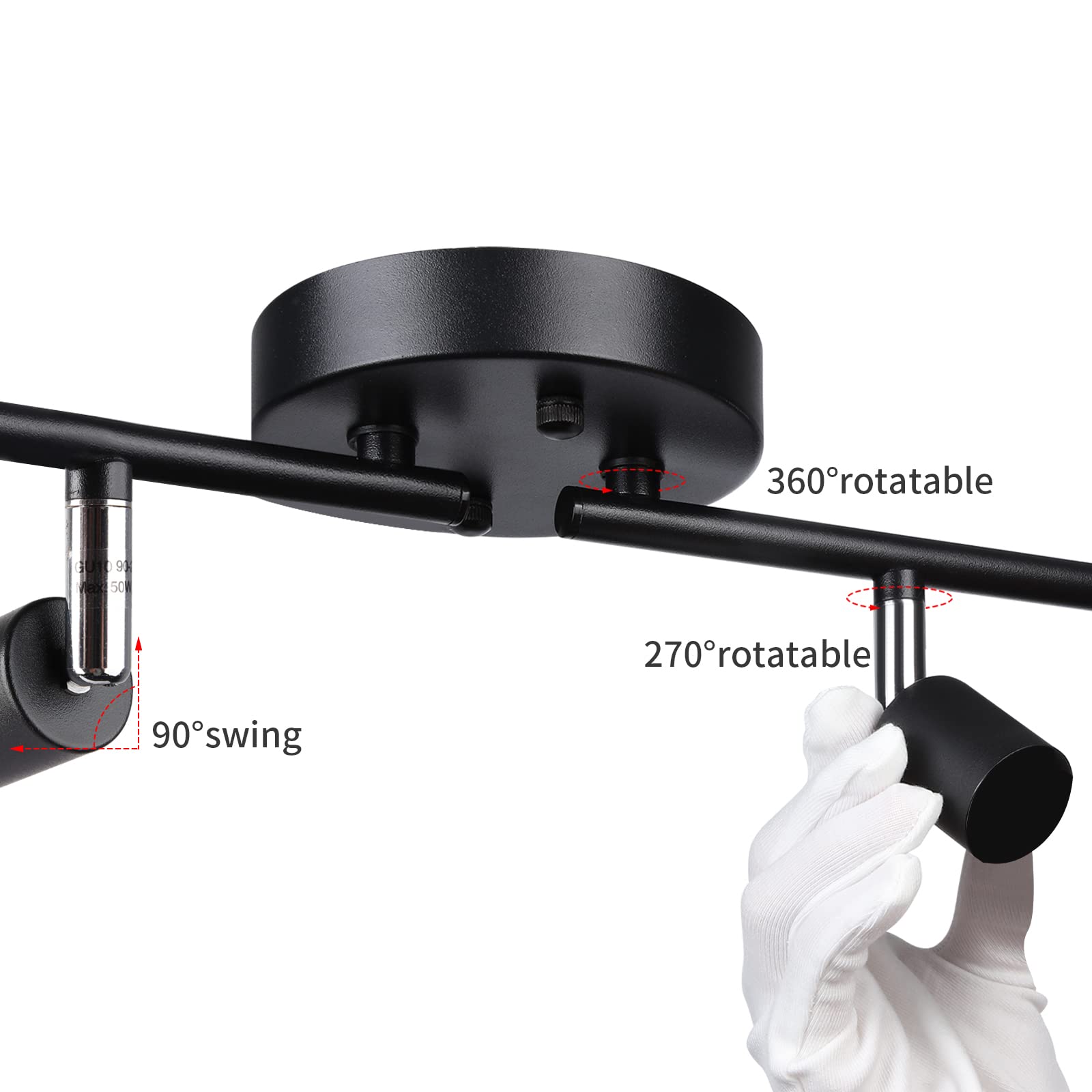 ANTOTEN 4-Light LED Track Lighting Kit, Adjustable Modern Ceiling Spotlights,Rotatable GU10 Light Head,Swing arm Ceiling Light F