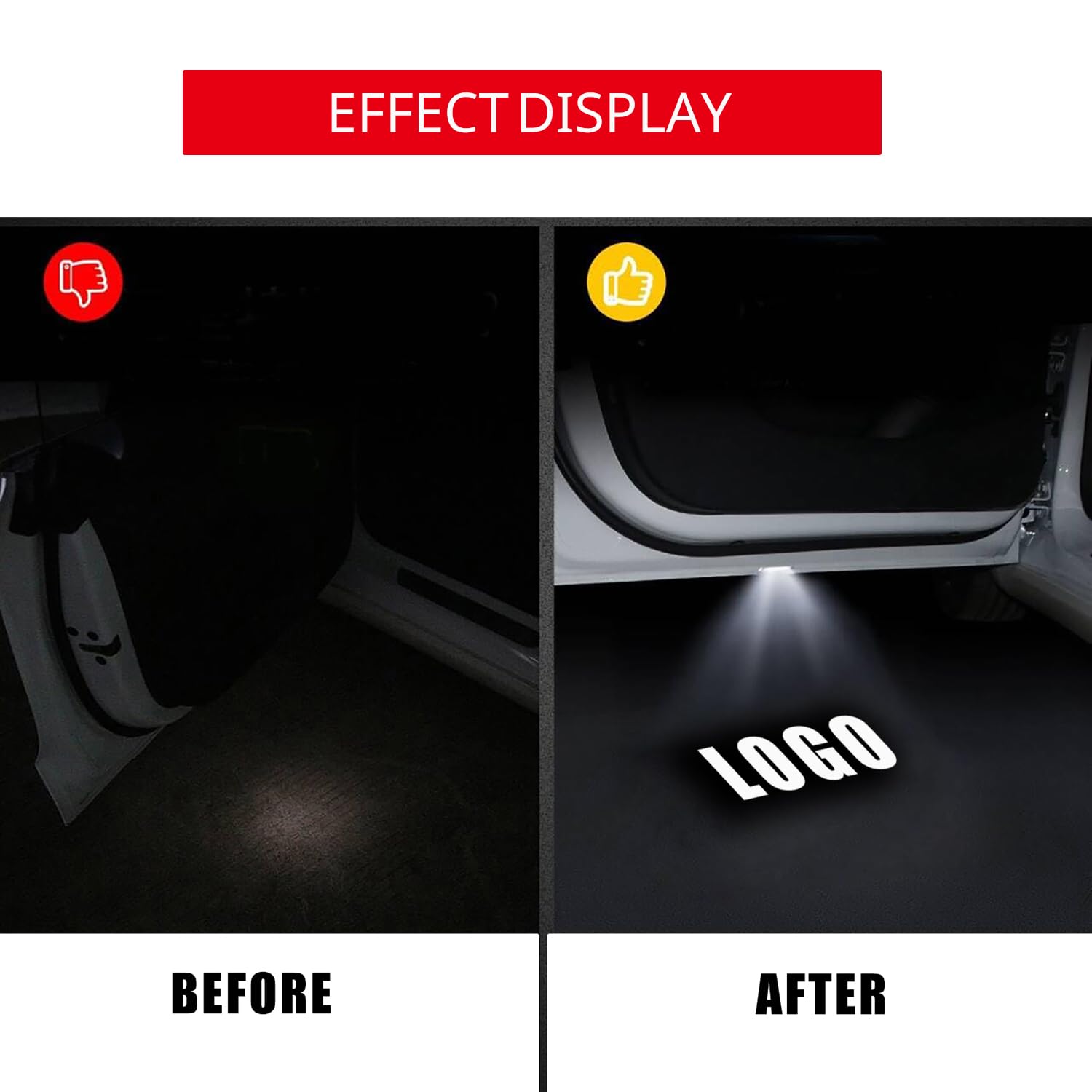 Generic 4Pcs Car Door Lights Logo Projector, Dual Plug Puddle Light, ABS Material, White, Compatible with SRX CT6 CT5 XTS ATS-L XT4 XT5 XT6