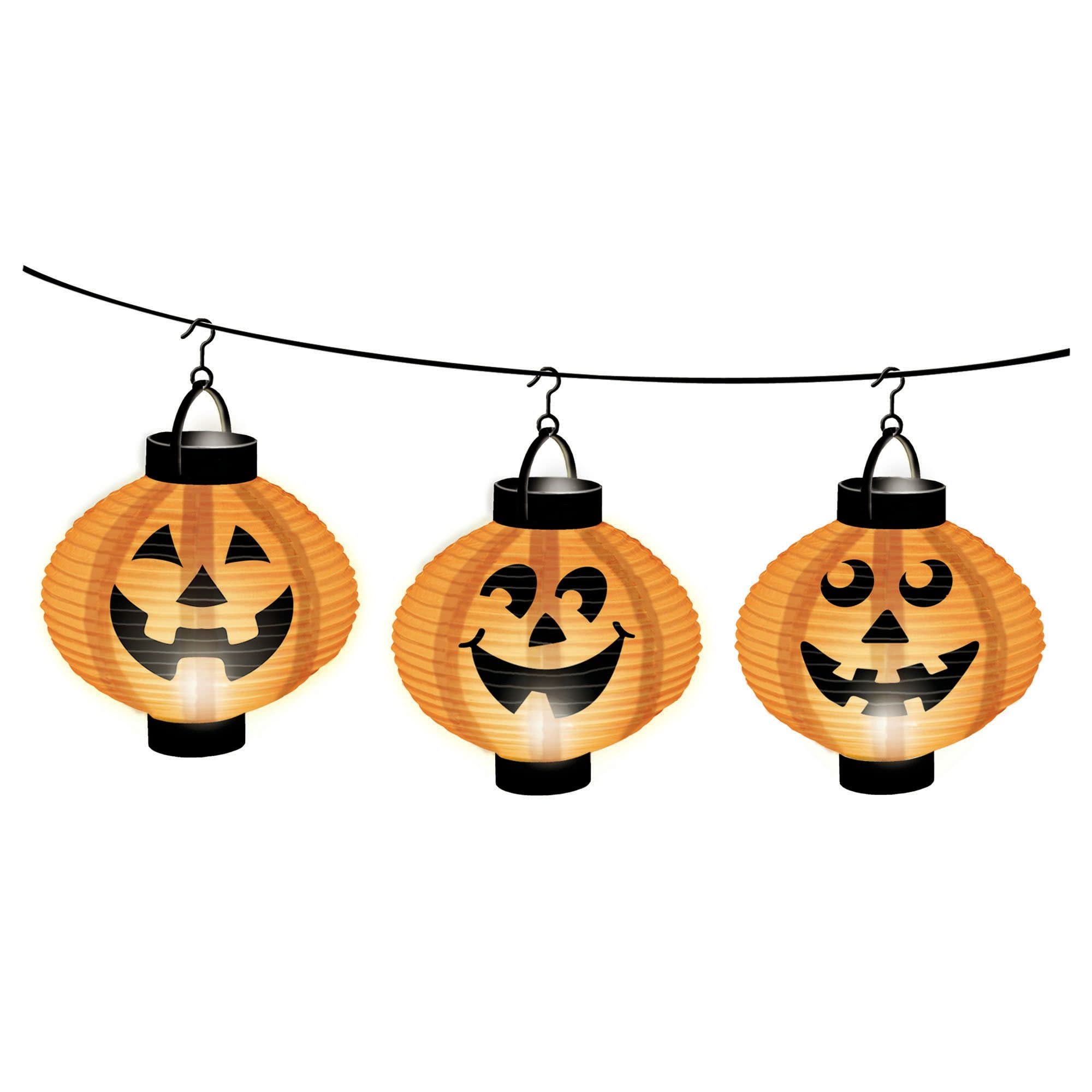 Amscan Halloween Paper Lanterns, 15in x 13 3/4in, Orange, Paper, Model 240658