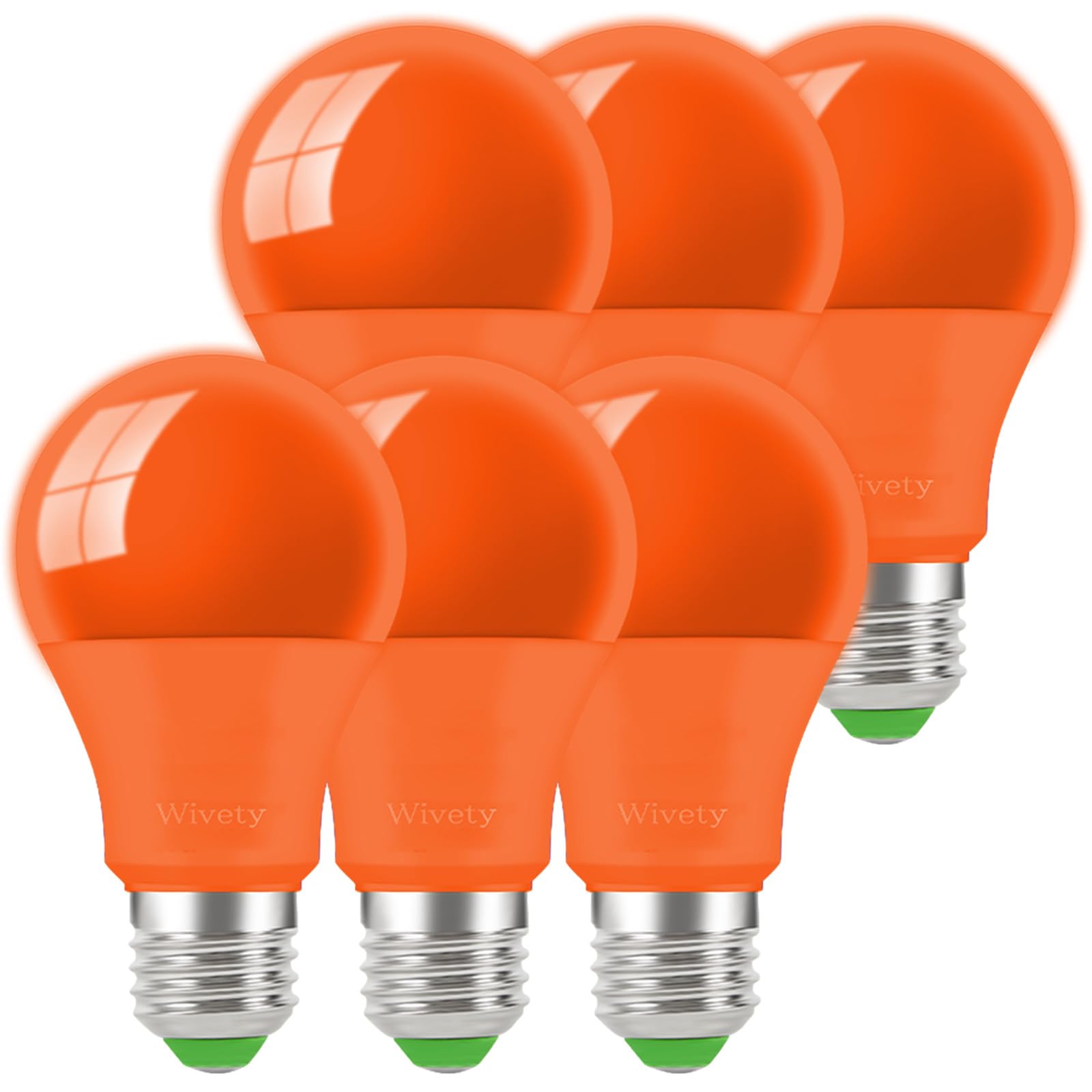 Wivety Orange Light Bulbs  A19 E26 Base  9W Led Orange Light Bulb For Outdoor Porch  Indoor Party Decoration  Holiday Lighting  Halloween Light Bulbs  Christmas Decoration(6 Packs)