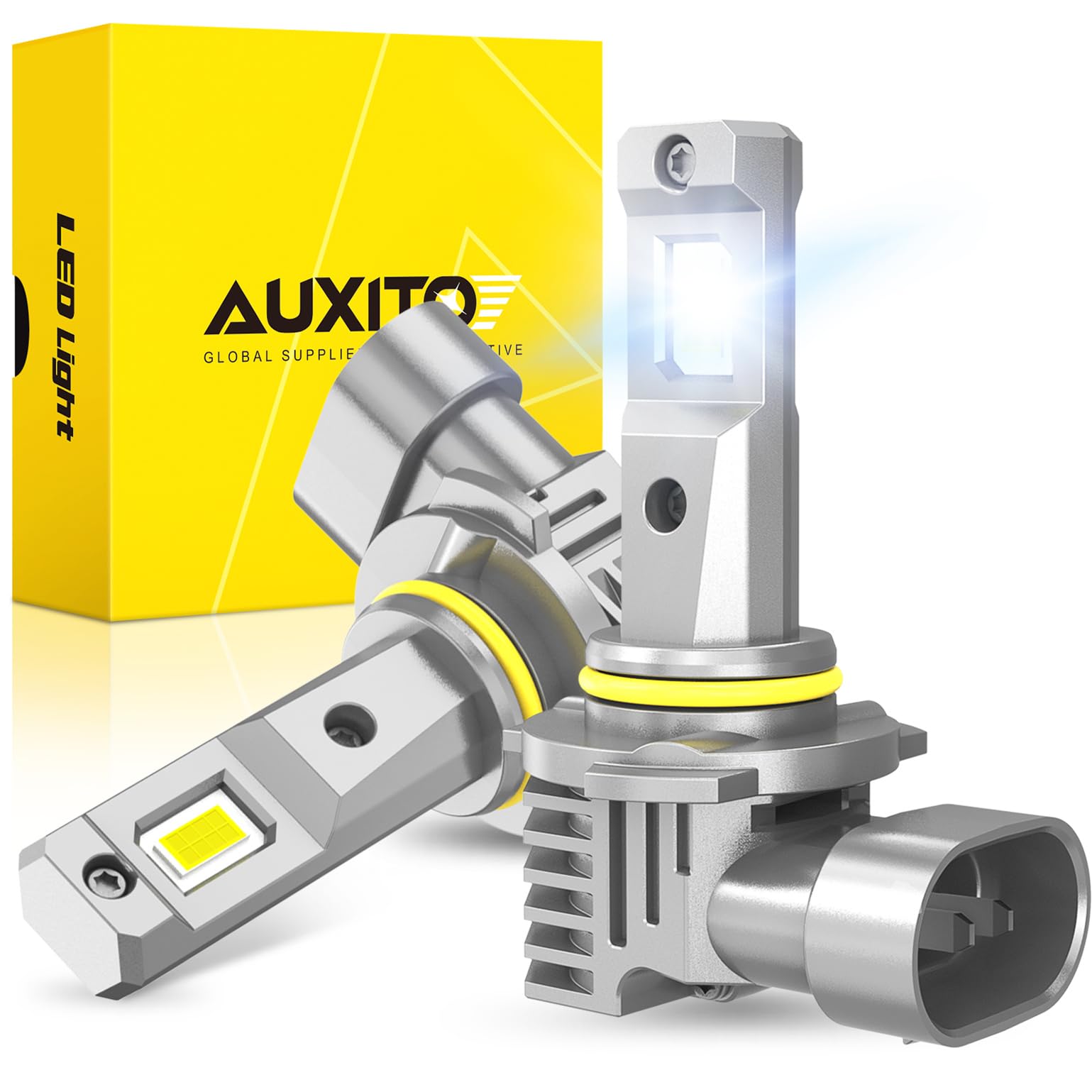 AUXITO LED Fog Light Bulbs, 600% Brighter, 6500K Cool White, H10/9145, Non-polarity, Pack of 2