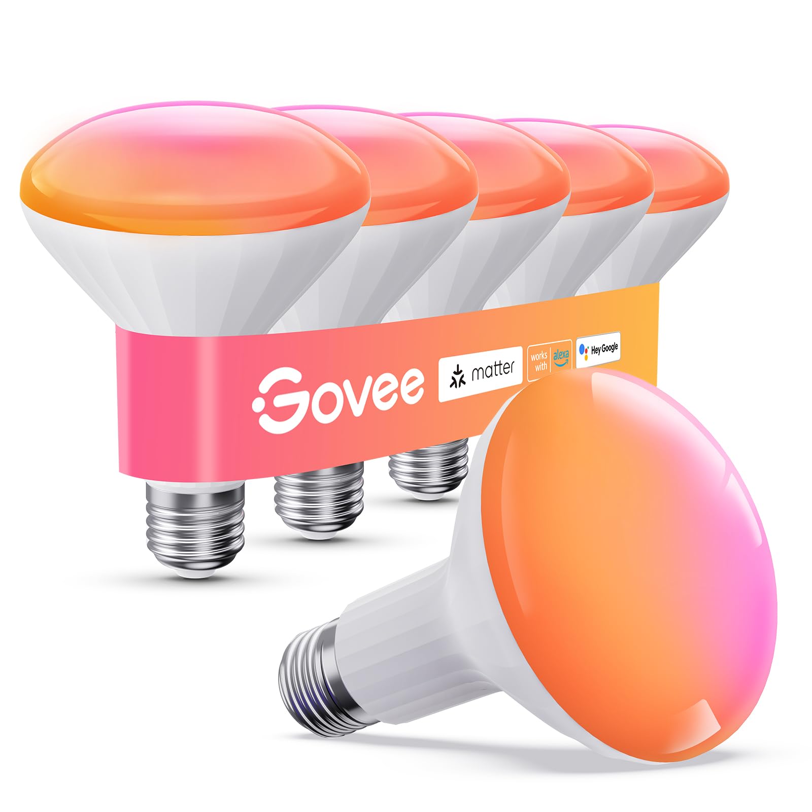 Govee Br30 Smart Light Bulbs, Works With Matter, Alexa And Google Assistant, Led Light Bulb, Wifi Rgbww Color Changing Flood Lig