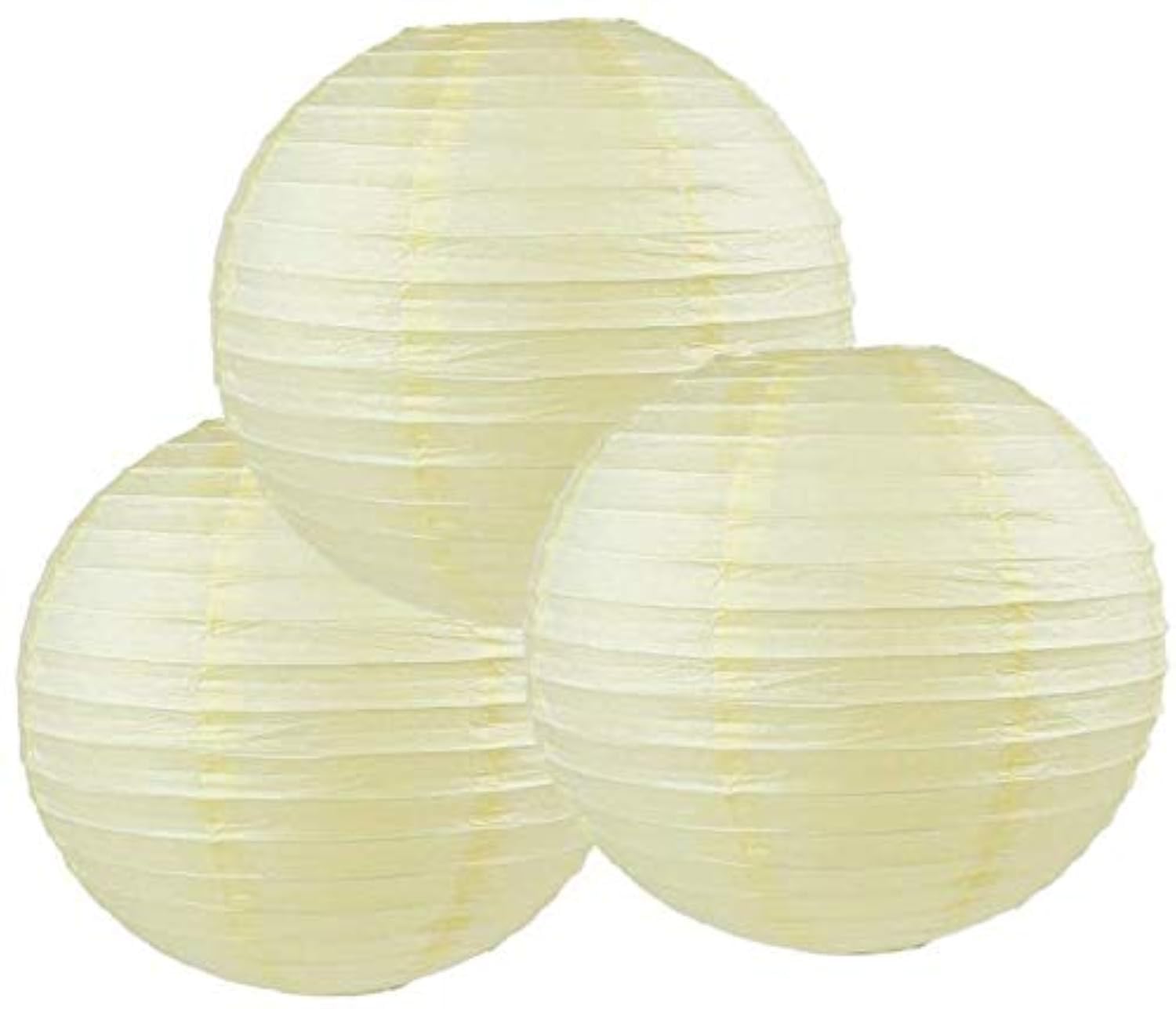 Pack Of 3 Round Paper Lanterns Lamp Wedding Birthday Party Decoration (Ivory/Cream, 6''/15Cm)