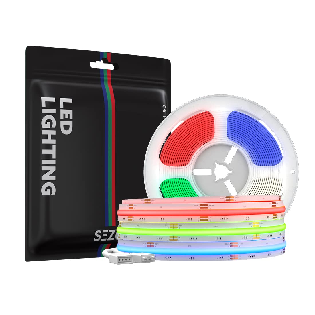 Sezo Rgb Cob Led Strip Light 9.84Ft 24V 840 Leds/M Flexible Tape For Home Diy Decoration Party Bar