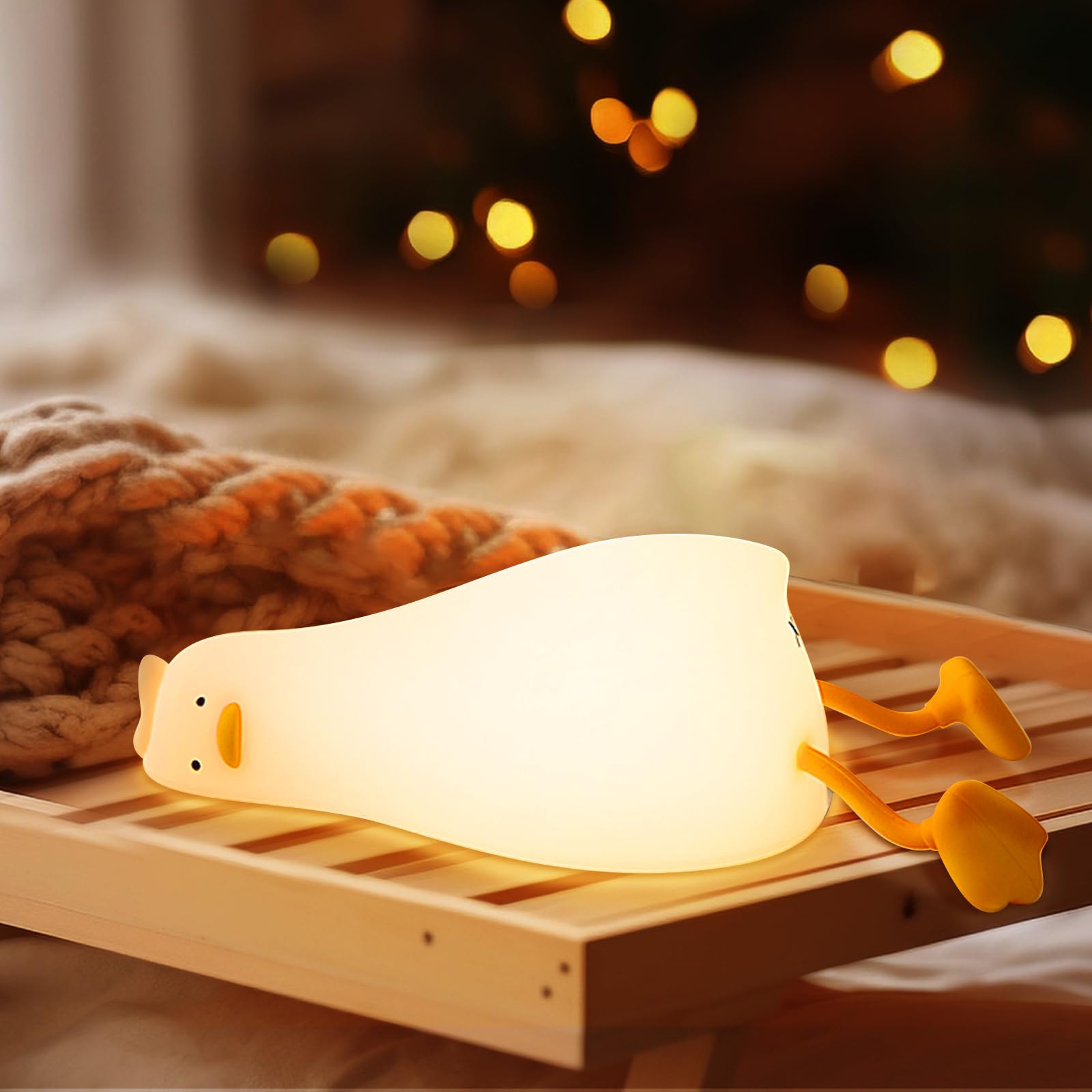 AVACOM Squishy Night Light, Rechargeable Touch Lamp, 3-Level Dimmable, Lying Flat Duck, Yellow, Model K-1096