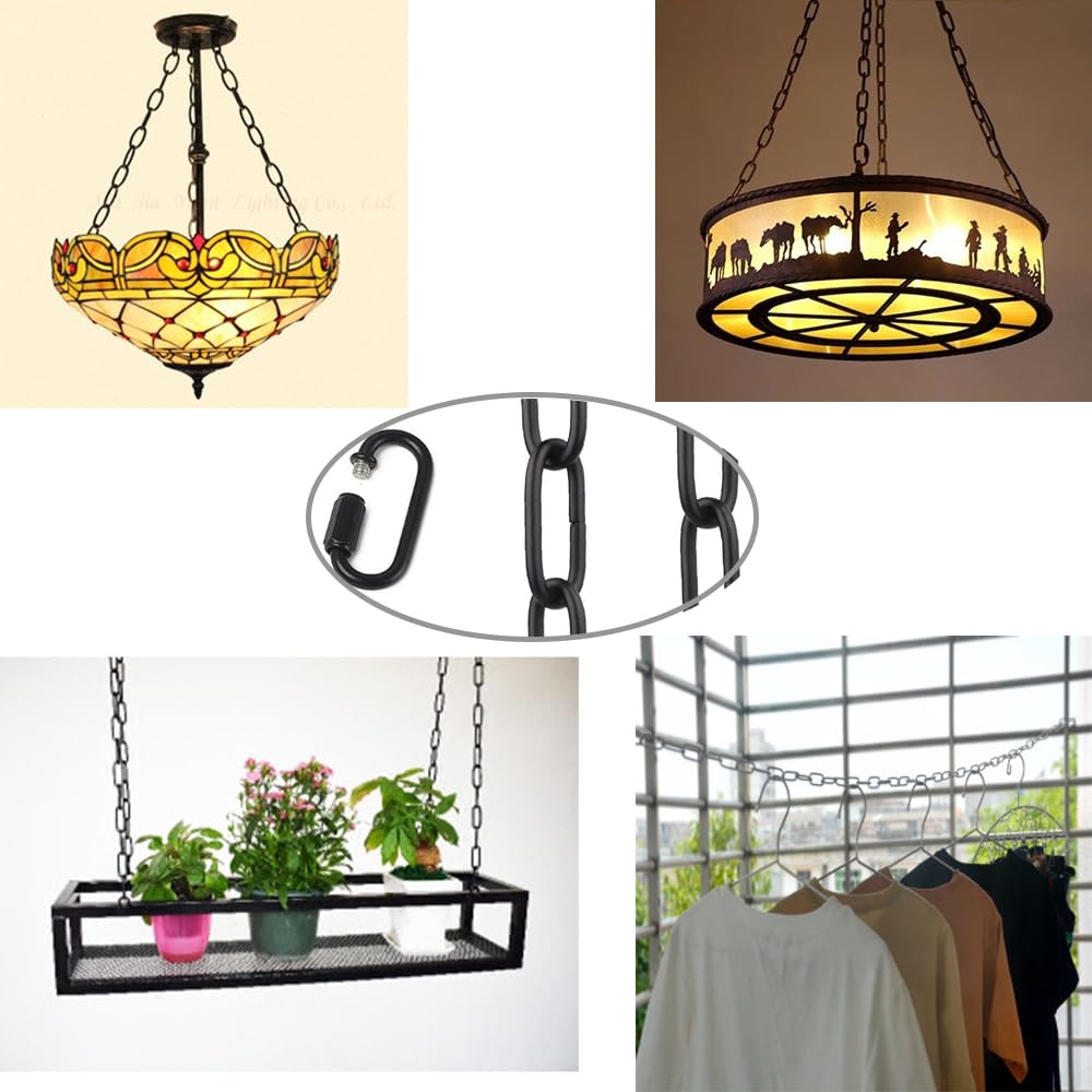WOERFU 6ft Black Pendant Light Fixture, Metal Chain-Hung Design, Max 50lbs, Model WF-CH6FT