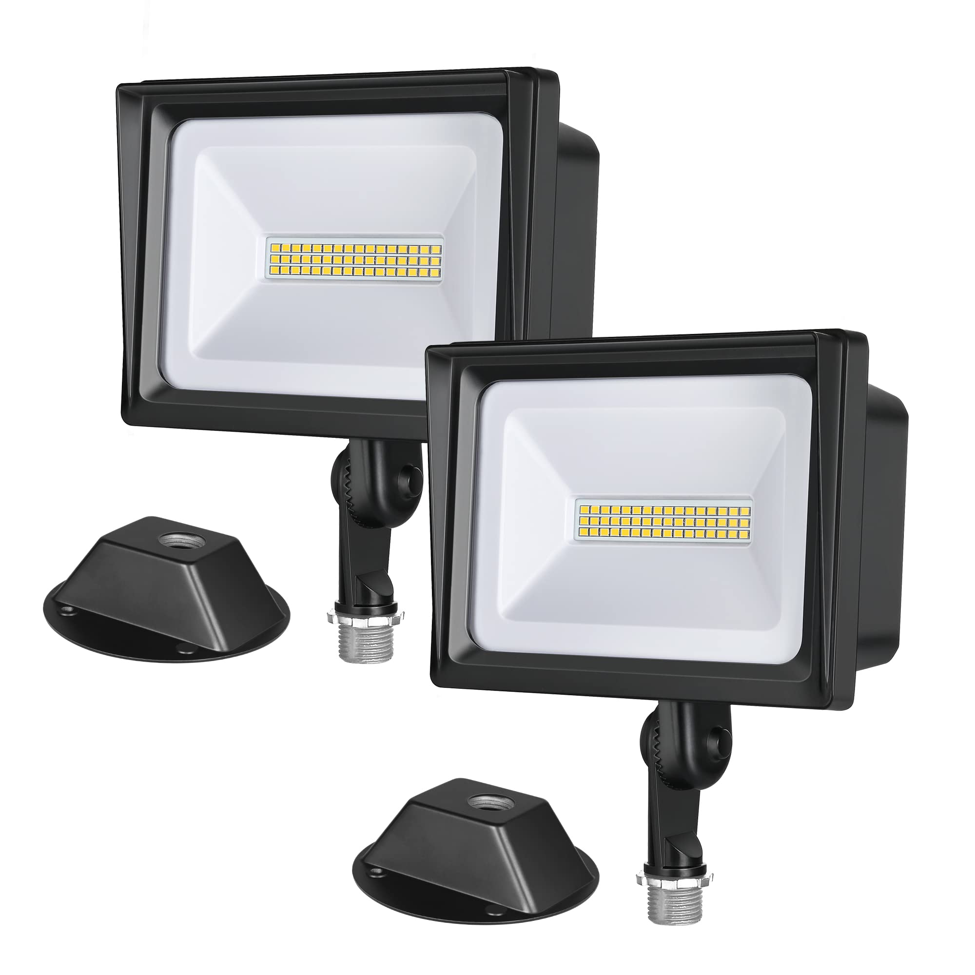 DEWENWILS 2 Pack 34W Flood Lights Outdoor, 3200 LM Super Bright(400W Halogen Equivalent) IP65 Waterproof Knuckle Mount LED Flood