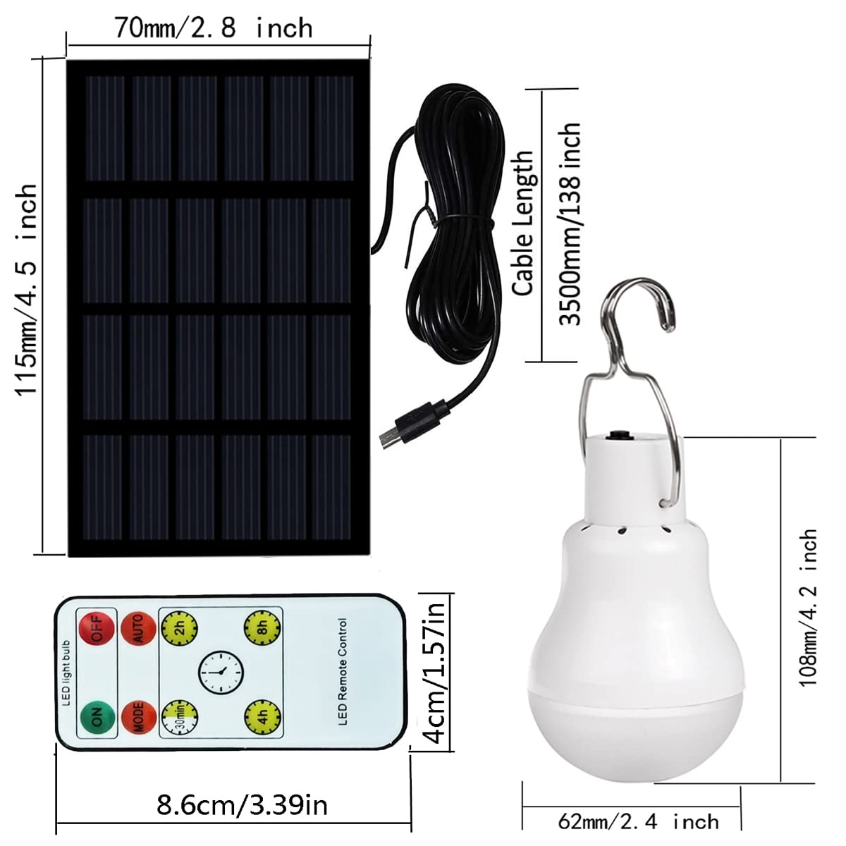 Solar Bulb Light 350LM Solar Powered Portable Camping Light Led Lantern Outdoor Lamp Hiking Fishing Tent Indoor Shed Chicken Coo