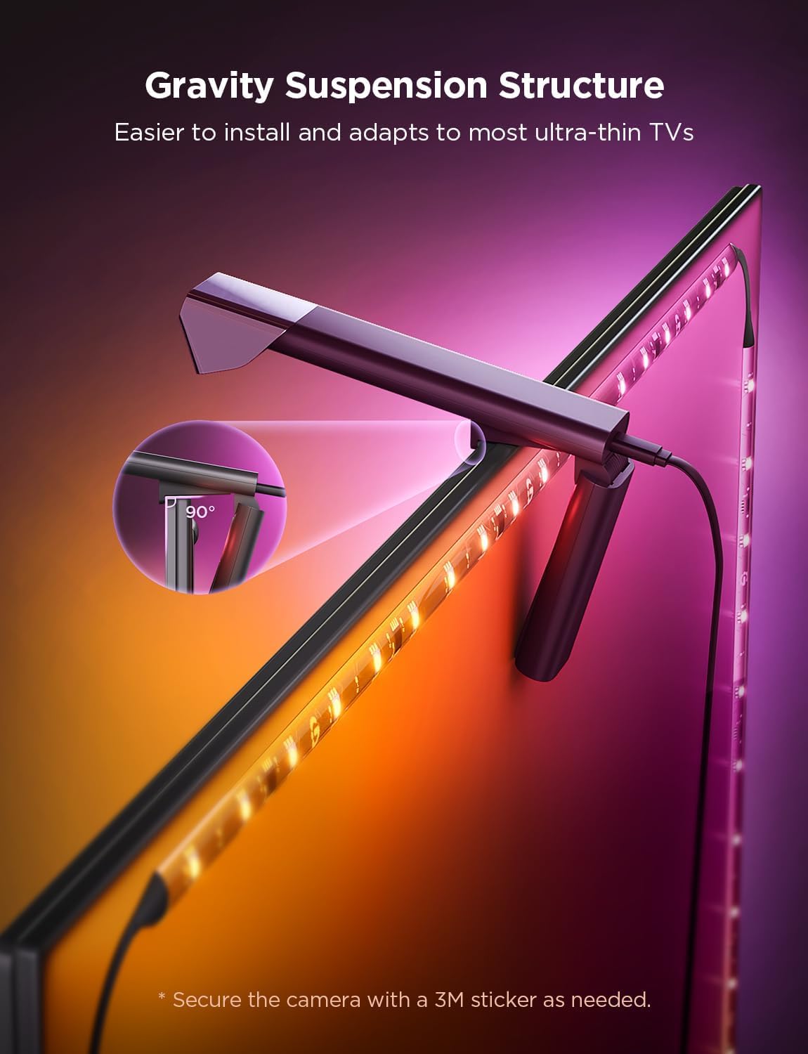 Govee Tv Backlight 3 Lite With Fish-Eye Correction Function Sync To 40-50 Inch Tvs, 7.8Ft Rgbicw Wi-Fi Led Strip Lights With Cam