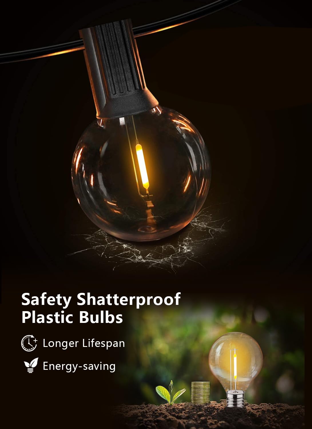 FUTIME LED Night Light Bulbs, C7 Shatterproof, E12 Base, 0.6W Equivalent to 7W, Warm White 2200K, 50LM,