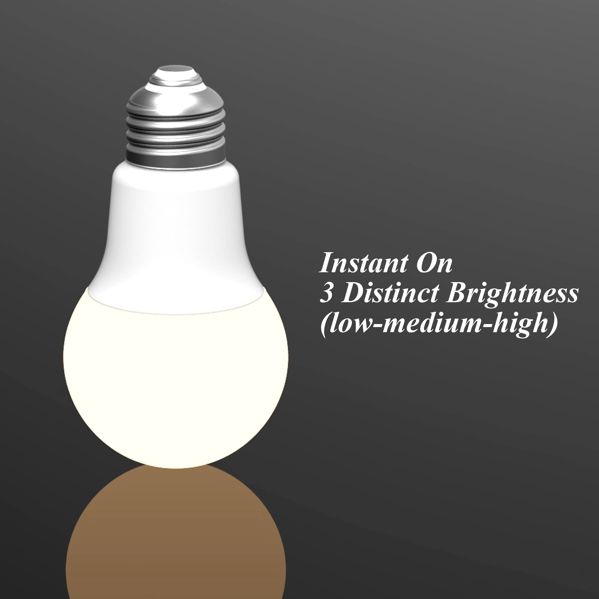 AmeriLuck 3-Way LED Light Bulb A19, Multi Wattage 40-60-100W Equivalent, Low-Medium-High Setting, Omni-Directional, 2 Pack, Natu