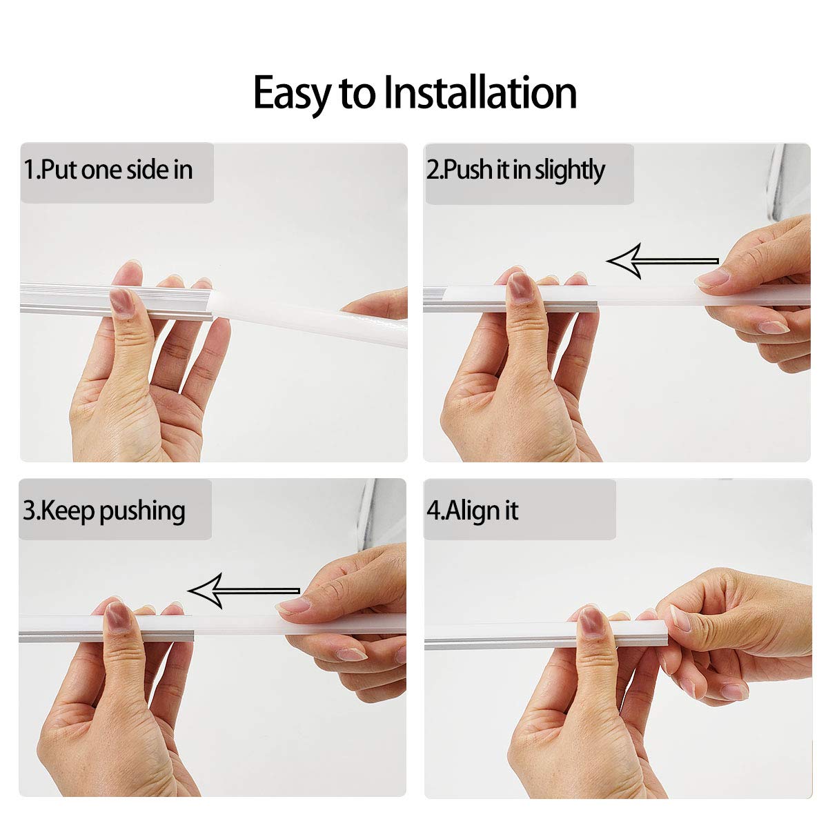 Hamrvl 6-Pack 30Cm/1Ft 17.2X7Mm Led Aluminum Channel System U Shape With Cover, Led Strip Light Diffuser With White End Caps And Mounting Clips Accessories For Under Counter Light Fixture For Indoor
