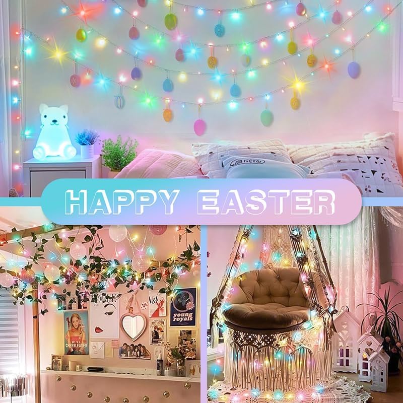LAMPHOME Colorful String Lights 200 LED, 66 ft, Multicolor, Copper Wire, Model YHLL-100F, 11 Modes, Fairy Lights for Spring Bedroom