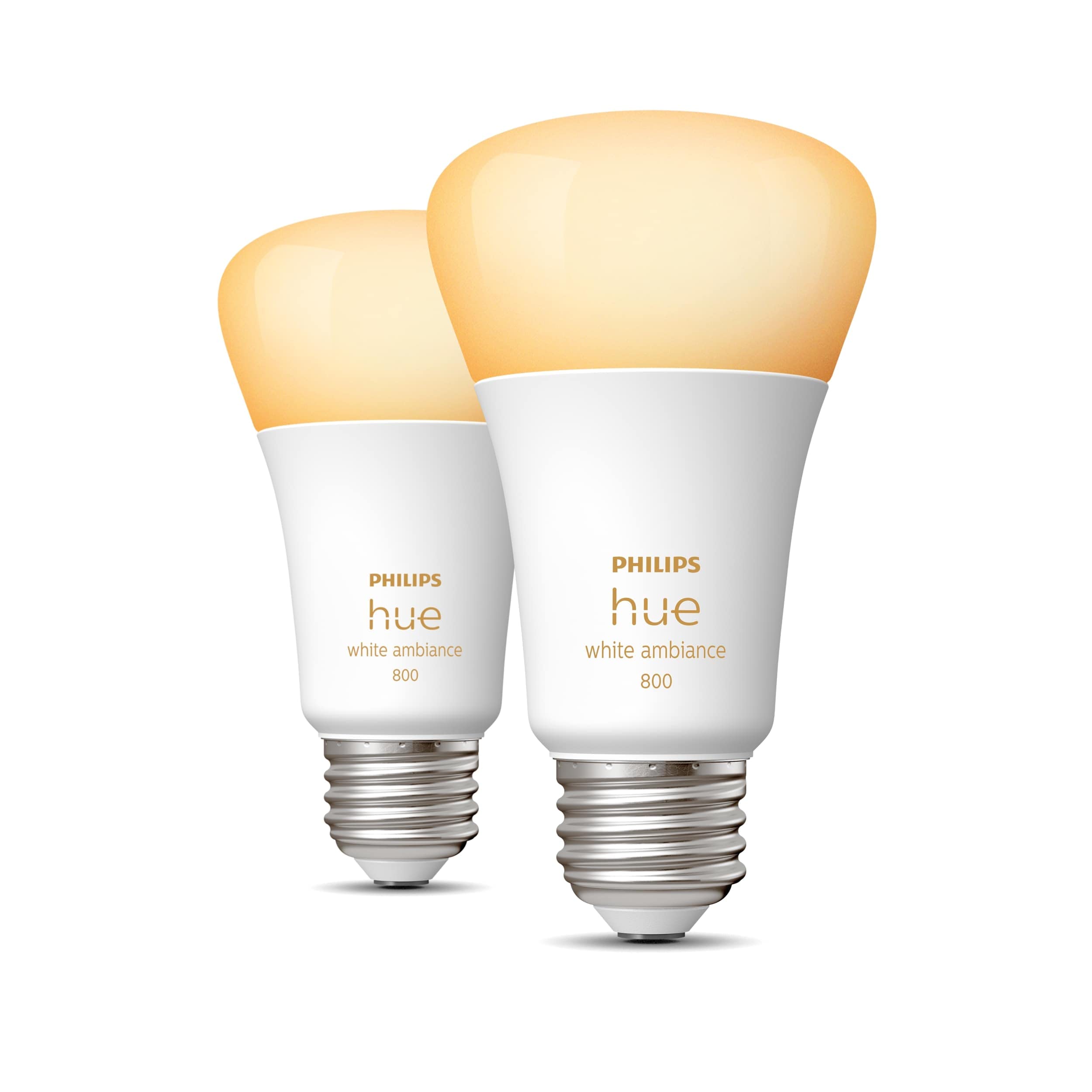 Philips Hue Smart 60W A19 Led Bulb - White Ambiance Warm-To-Cool White Light - 2 Pack - 800Lm - E26 - Indoor - Control With Hue App - Works With Alexa, Google Assistant And Apple Homekit