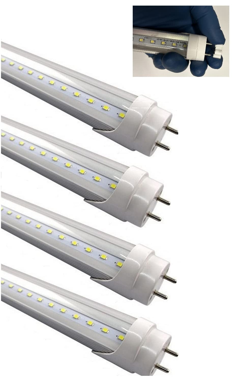 Fulight (4-Pack) Not-A-Plug-And-Play (Type B) & Uv Blacklight T8 Led Tube Light (Clear) - 4Ft 48-Inch 18W, 390-395Nm, F32T8, F34