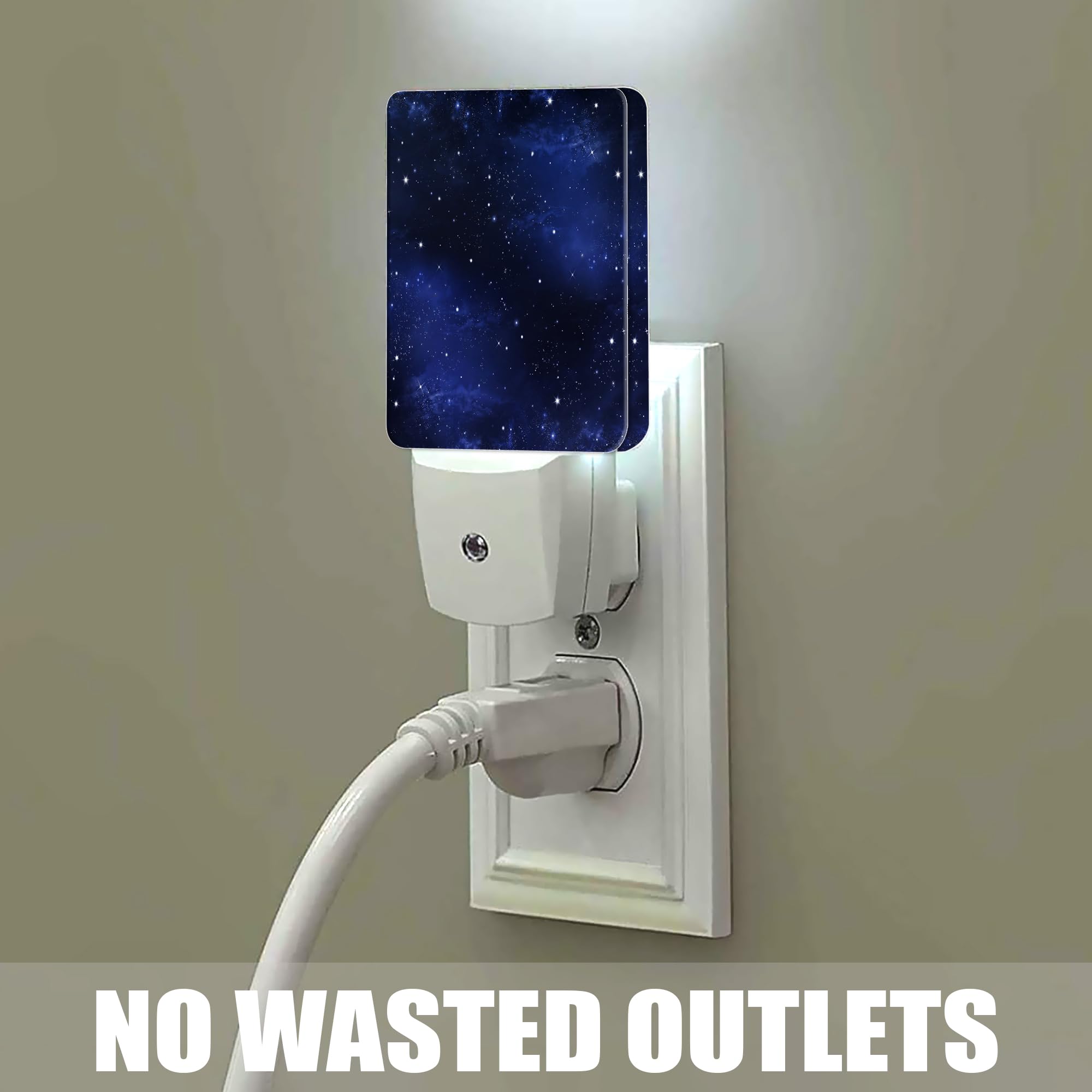 Jopowide Night Sky Stars Night Light, Deep Space Plug Into Wall With Dusk To Dawn Light Sensors, Warm Nightlights For Bedroom, B