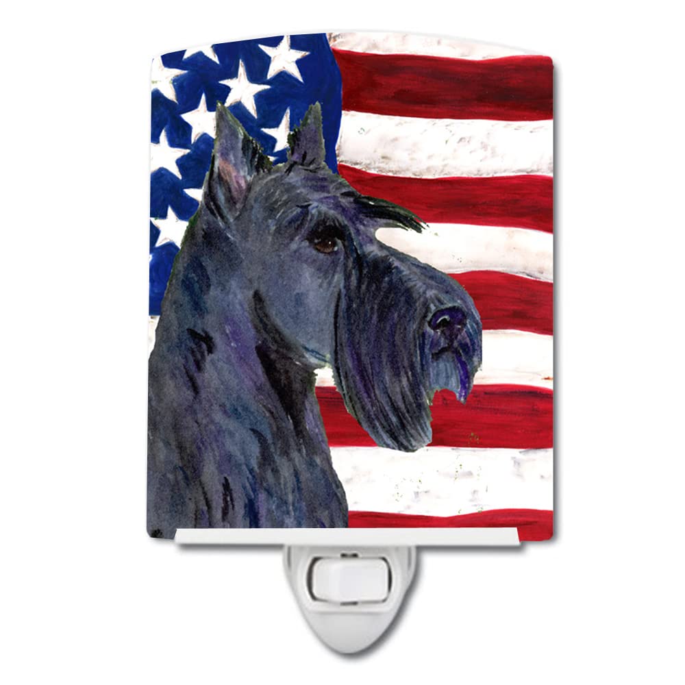 Carolines Treasures Ceramic Night Light, American Flag & Scottish Terrier, 6x4x3 inches, Multicolor, Model SS4014CNL