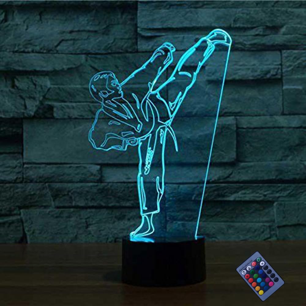 YTDZLTD 3D Taekwondo Night Light - 16 Colors, USB Power, Touch Switch, Clear Decor Lamp