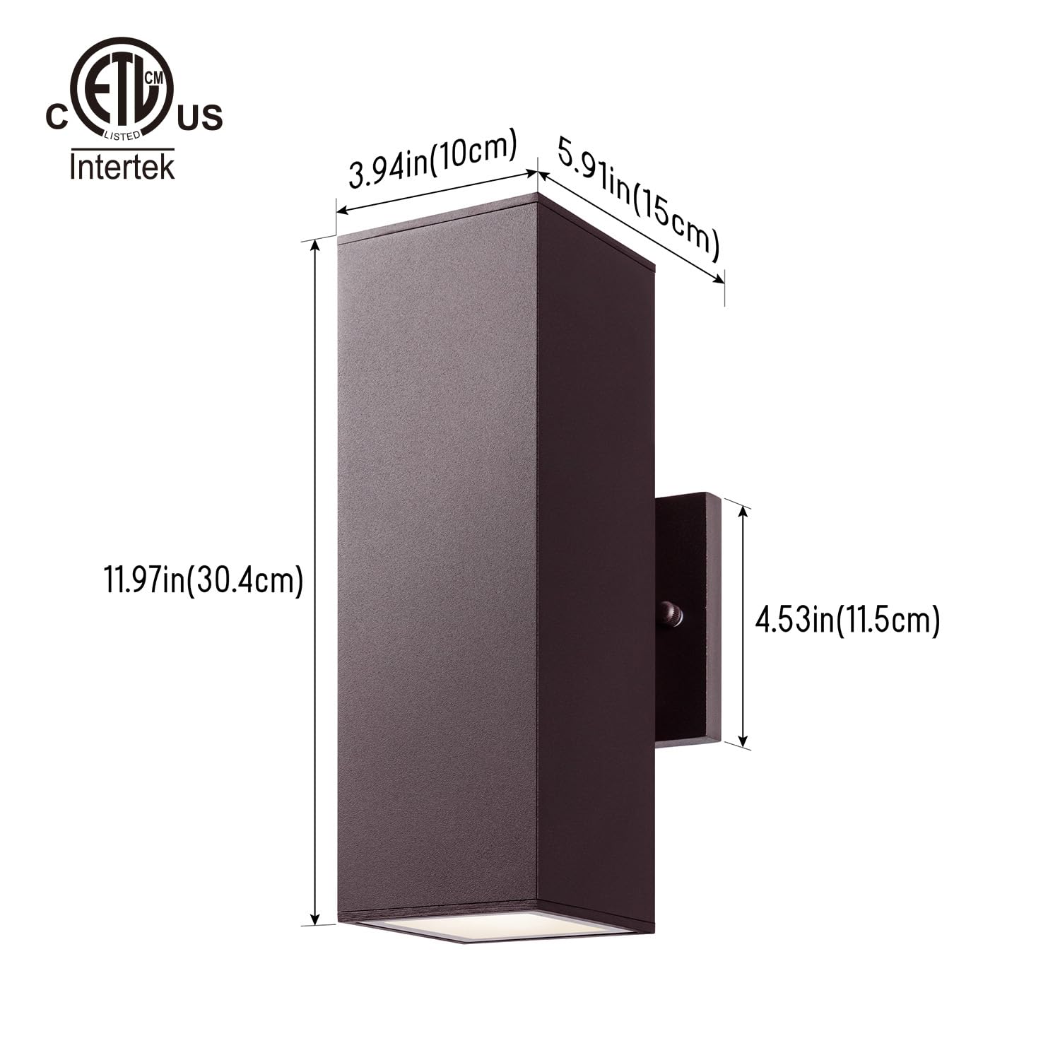 Mirrea 12&quot; Modern Outdoor Porch Light, 2 Pack Oil Rubbed Bronze Waterproof Wall Sconce