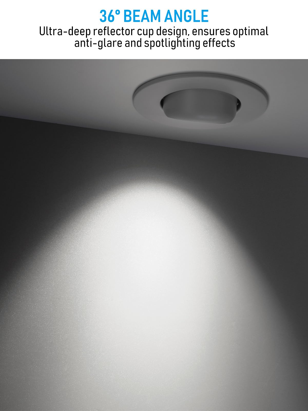 TORCHSTAR 6 Inch LED Gimbal Retrofit Recessed Light, Dimmable 5000K Daylight, 12W CRI90, Adjustable Eyeball Can Light, Pack of