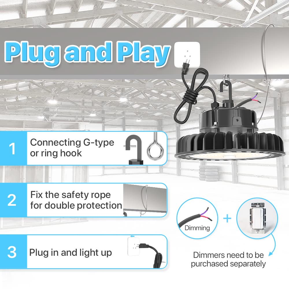 HYPERLITE LED High Bay Light 150W 21000lm 5000K Dimmable UL Listed Model LS-HERO-150W50EBH-BL12N