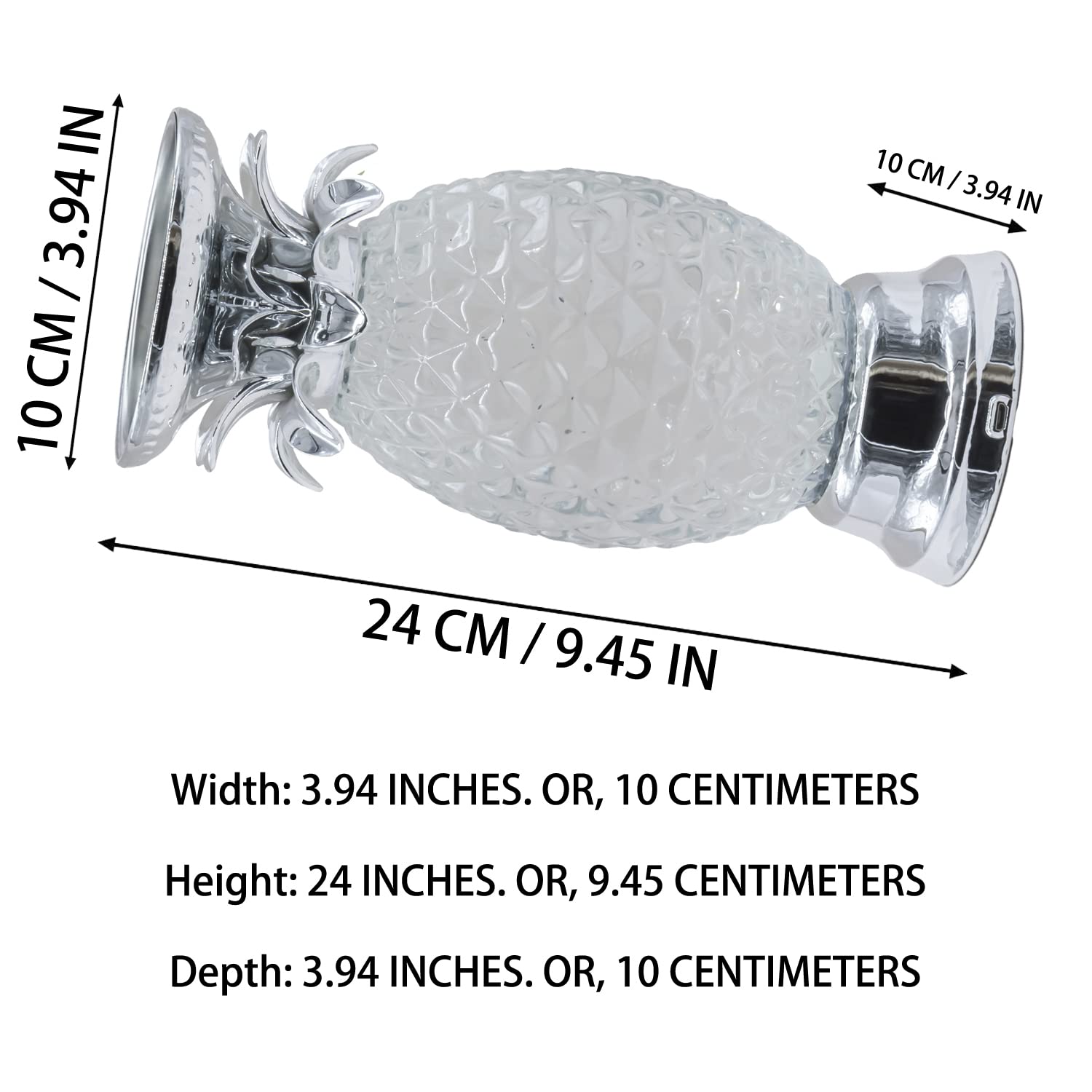 YAKii Lava Lamp, 9.5in LED Color Changing, Pineapple Design, Plastic, Silver, Pack of 2