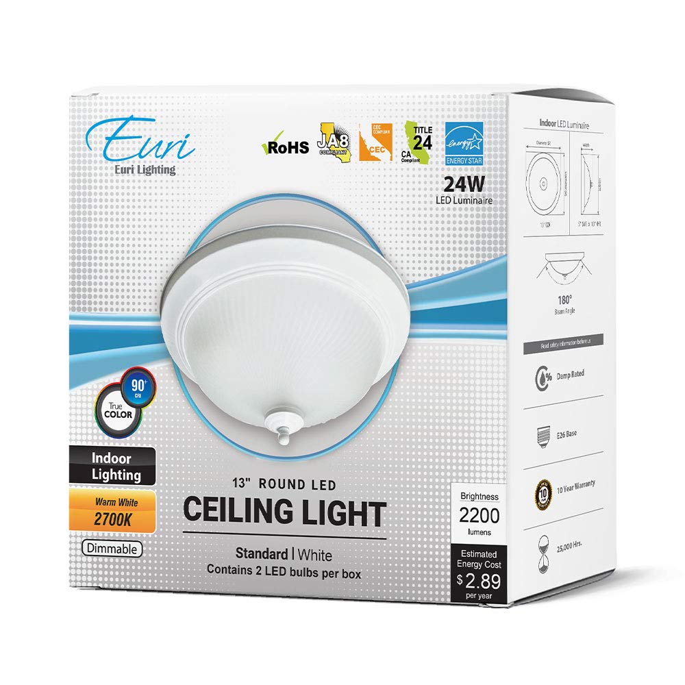 Euri Lighting Ceiling Light LED Dimmer, One Size, Multicolor, Model EIN-CL45WH-2020cec