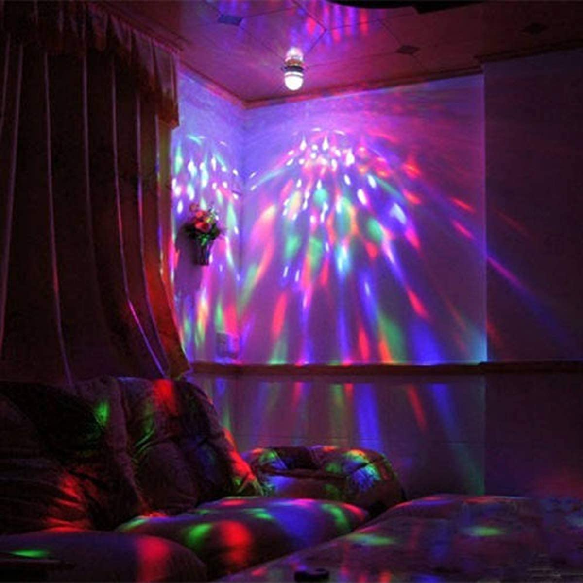 Swovo LED Ball Bulb Lamp, 3W E27 RGB Crystal Stage Light, 1 Count, Plastic, Model 002disco