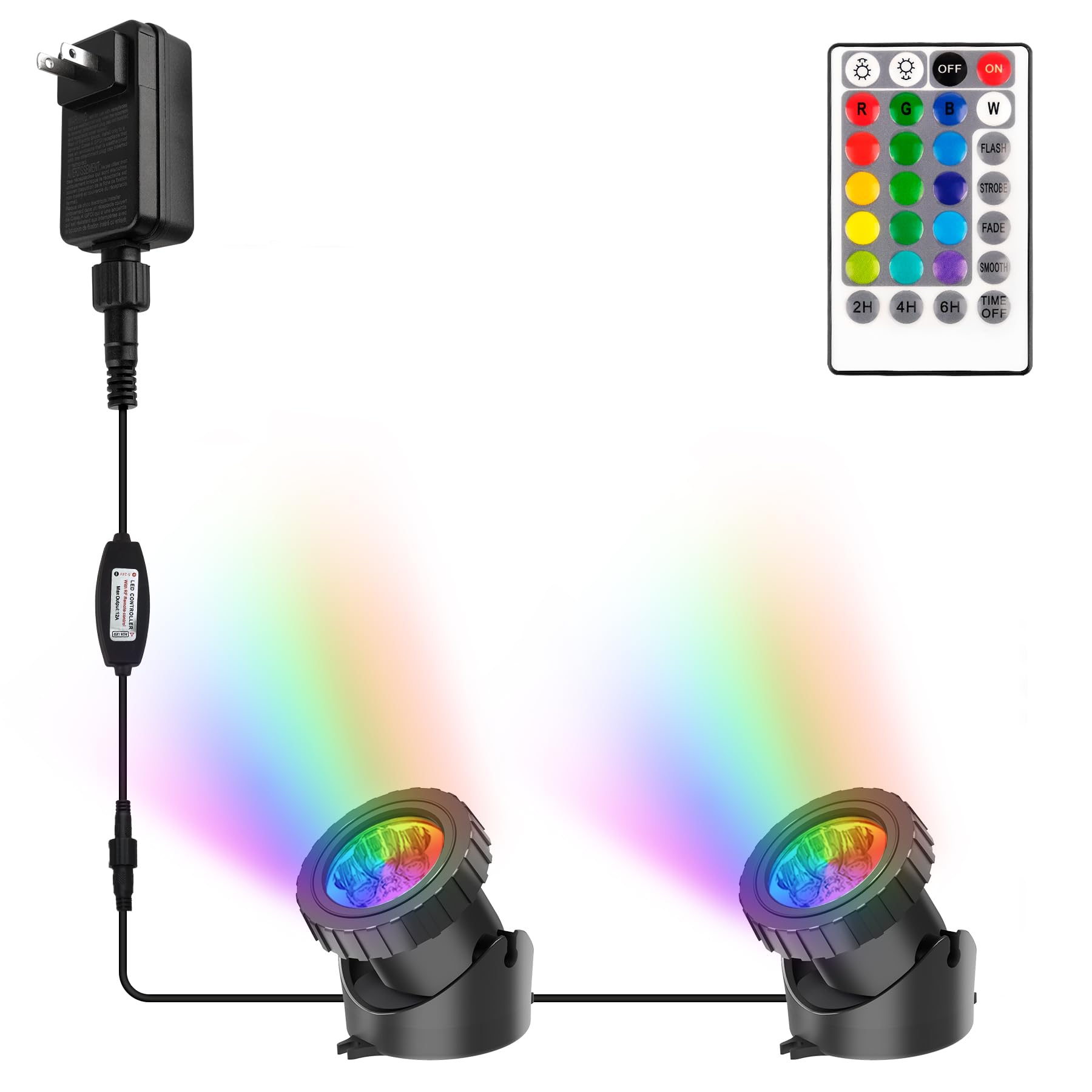 Crepow Rgb Pond Lights With Timer, Ip68 Waterproof Led Spotlights For Garden & Aquarium (Set Of 2)