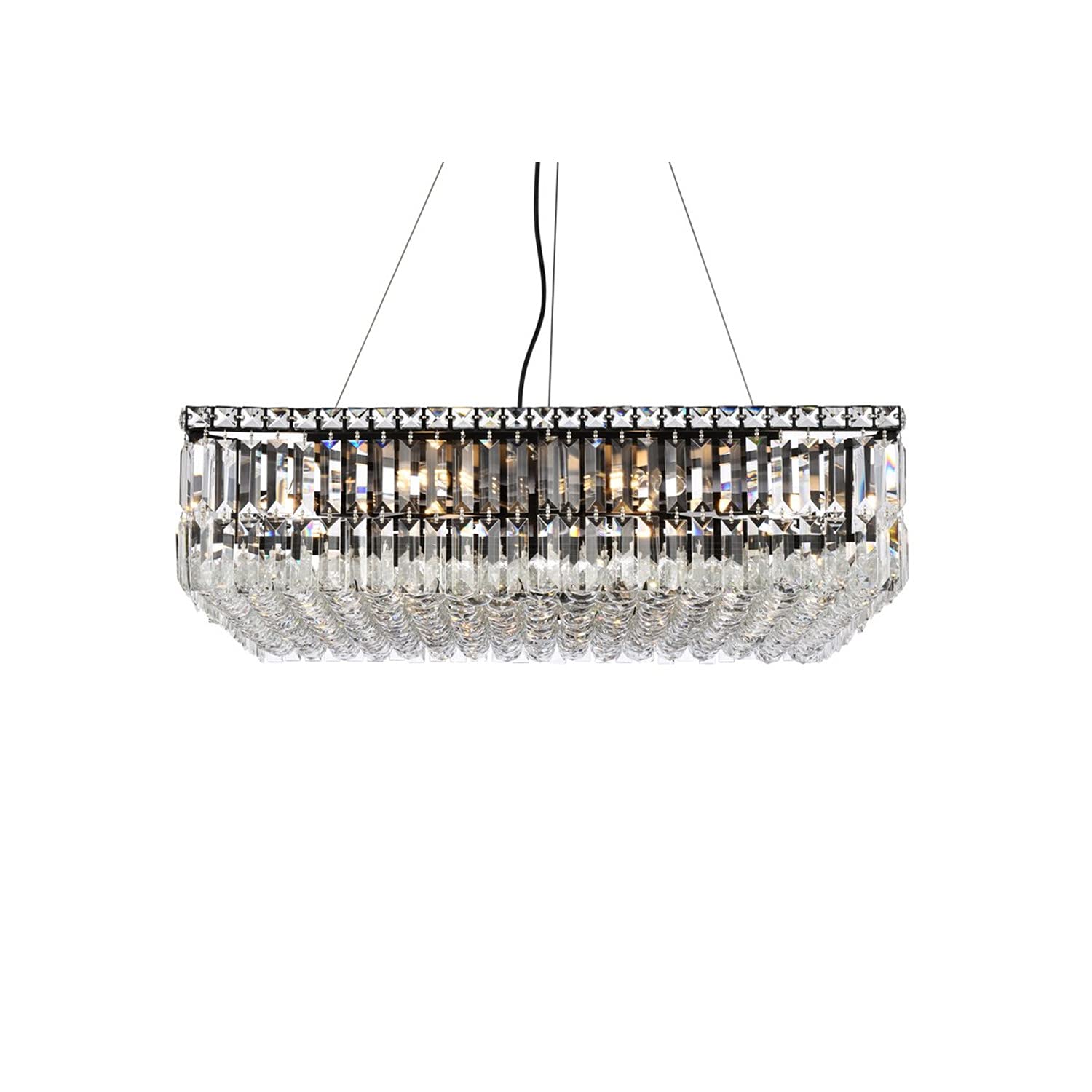 Elegant Lighting Maxime 28&quot; Black Metal & Crystal Chandelier - Luxurious Home Decor