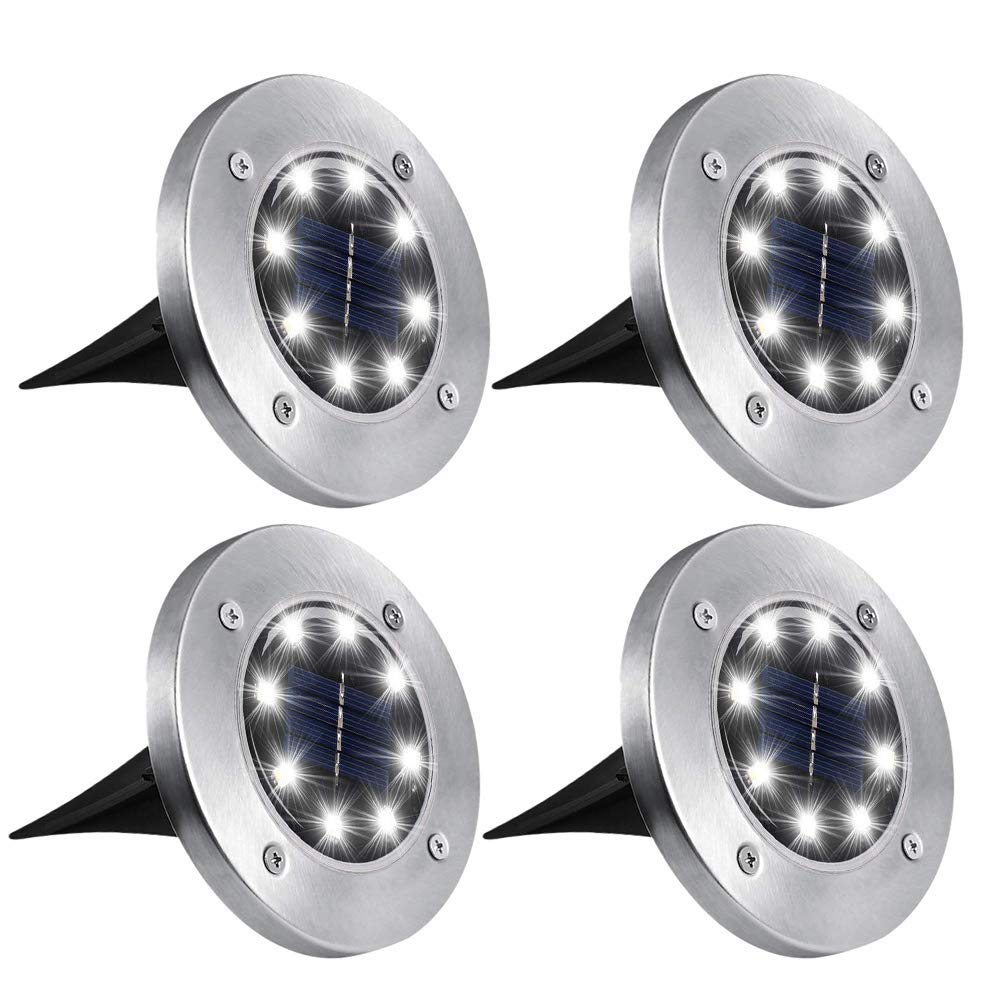 ZGWJ Solar Ground Lights,4 Pack Waterproof Solar Garden Lights, Upgraded Outdoor Garden Waterproof Bright in-Ground Lights, Land