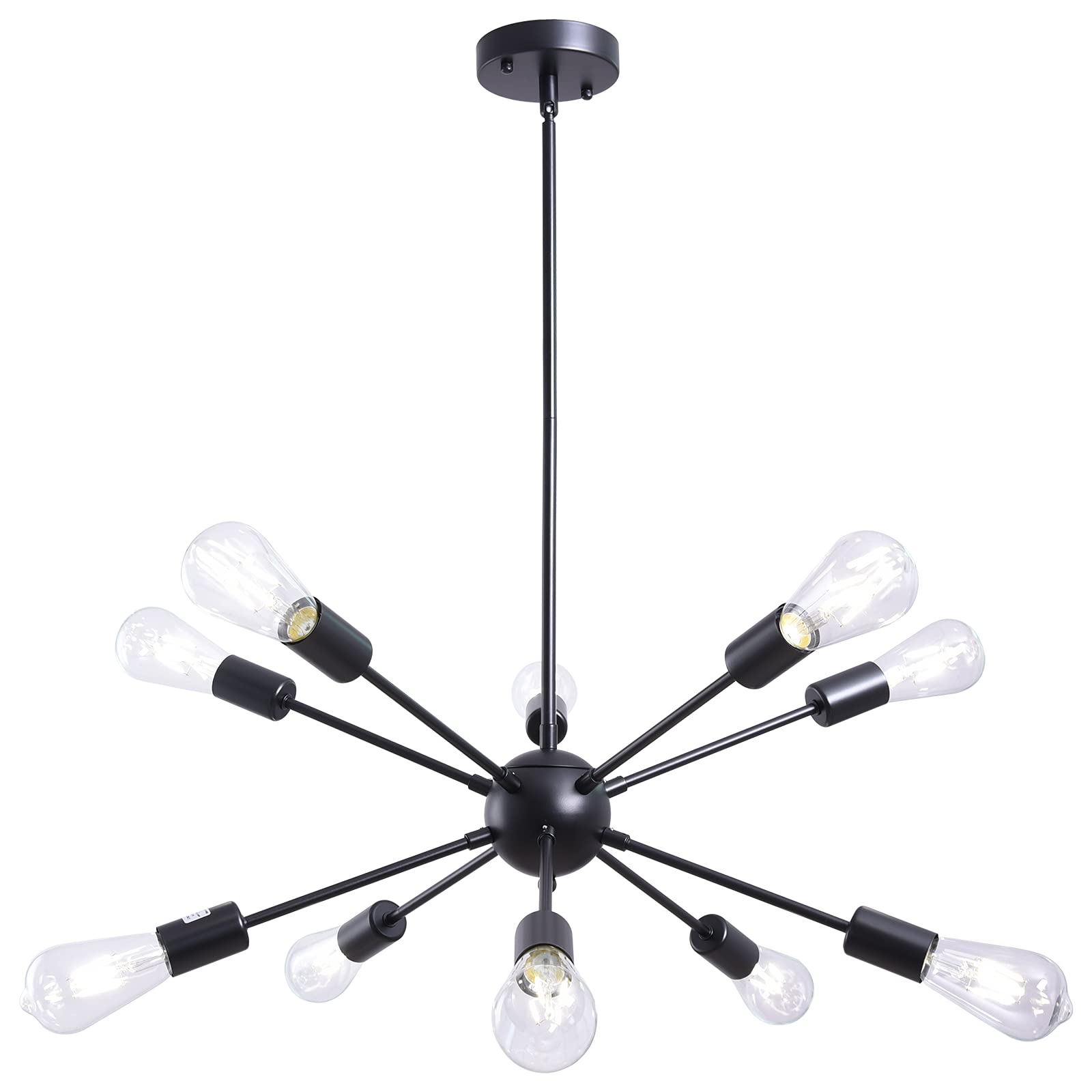 Alisadaboy 10-Light Matte Black Sputnik Chandelier - Industrial Pendant Lighting For Home Decor