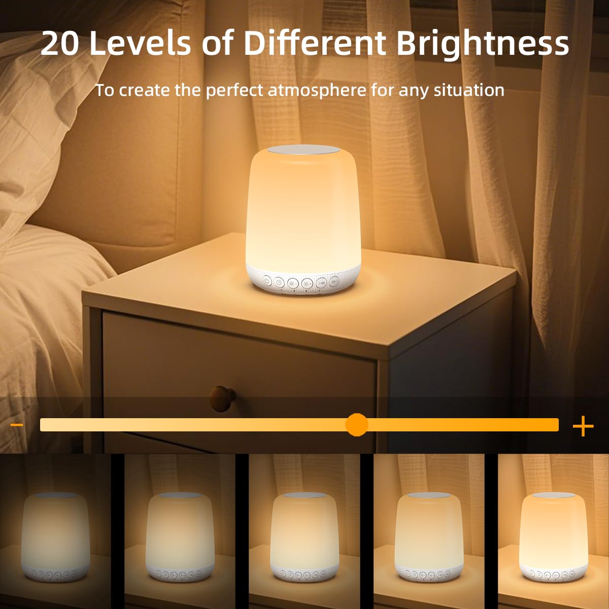 iMosleep Night Light LED Touch Dimmable 20 Brightness Levels 4 Timer Rechargeable Battery 4.13x4.92x4.13 inches White Model YD-530-
