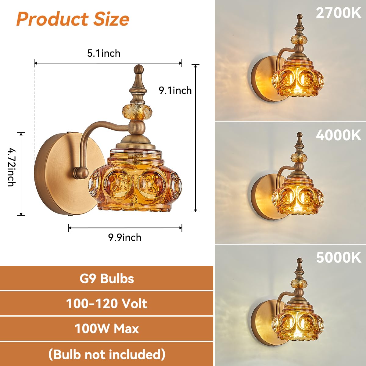 Zilanl Vintage Wall Sconces With Amber Rose Glass Lampshade Bathroom Sconces Modern Wall Lighting Fixture For Bedside Bedroom Do