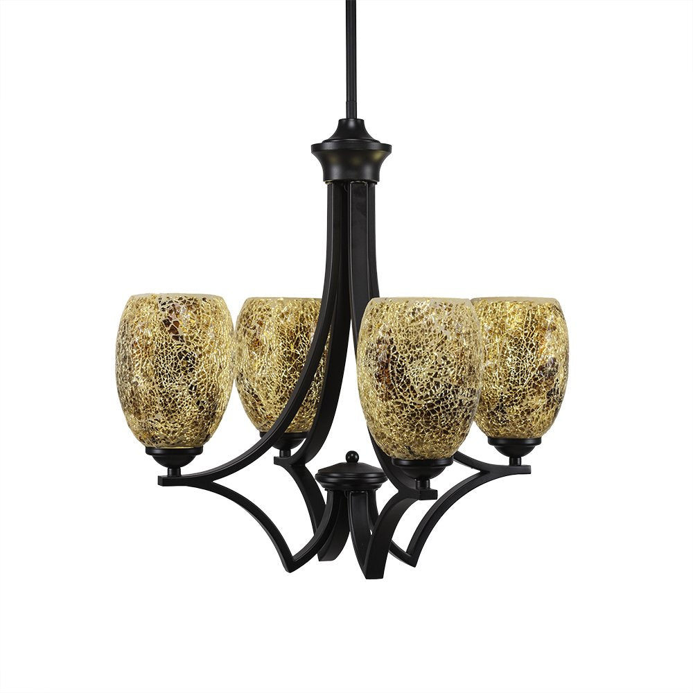 Toltec Lighting Zilo 4 Light Chandelier in Matte Black (564-MB-4175)