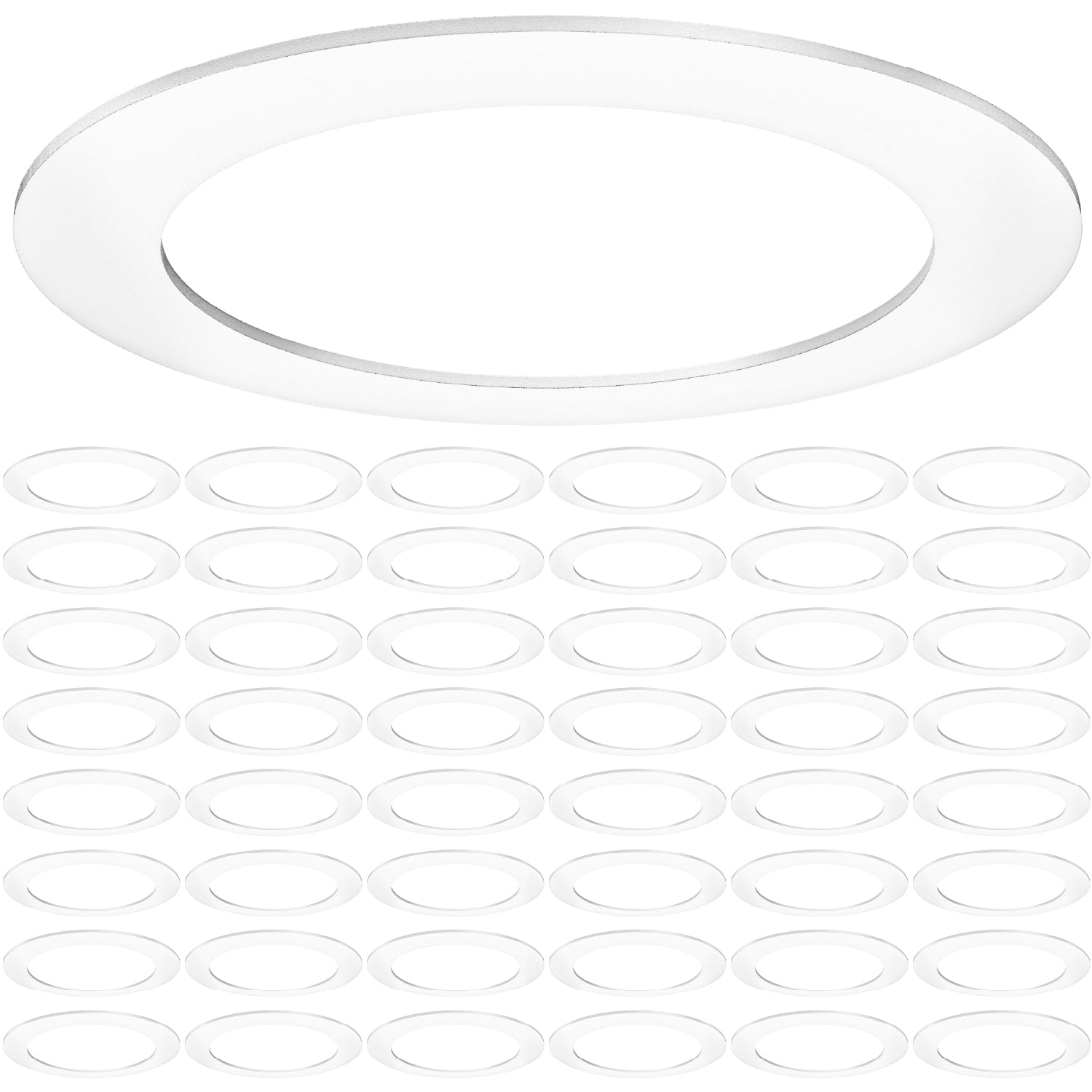 Sunco 48 Pack Goof Rings for 6 Inch Recessed Lights, Flush Mount White Can Light Trim Ring Cover, Outer Diameter 8.6 Inch, Inner