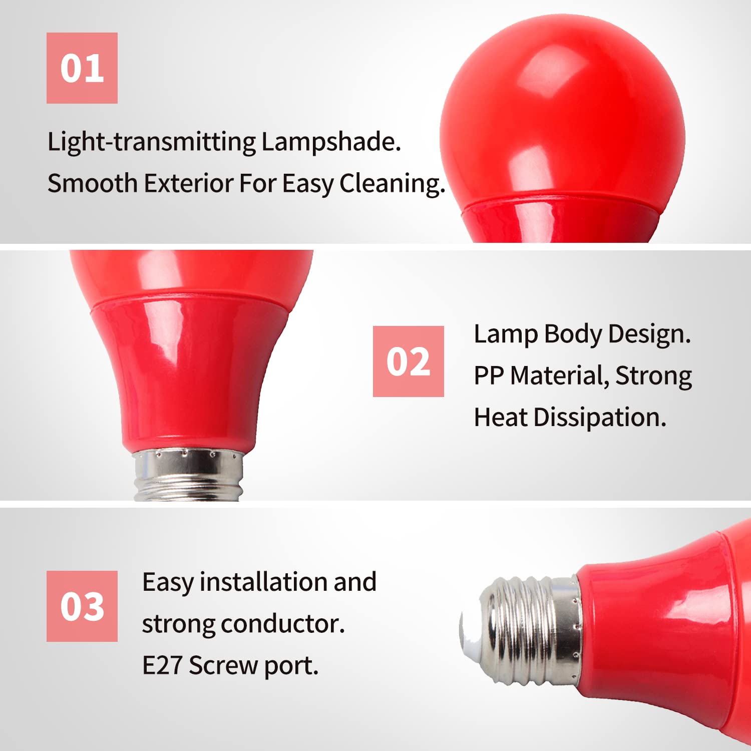 Etone Darkroom Safe Light Lamp E27 Led Screw Mouth Wall Light 360 Degree Desk Light With Switch