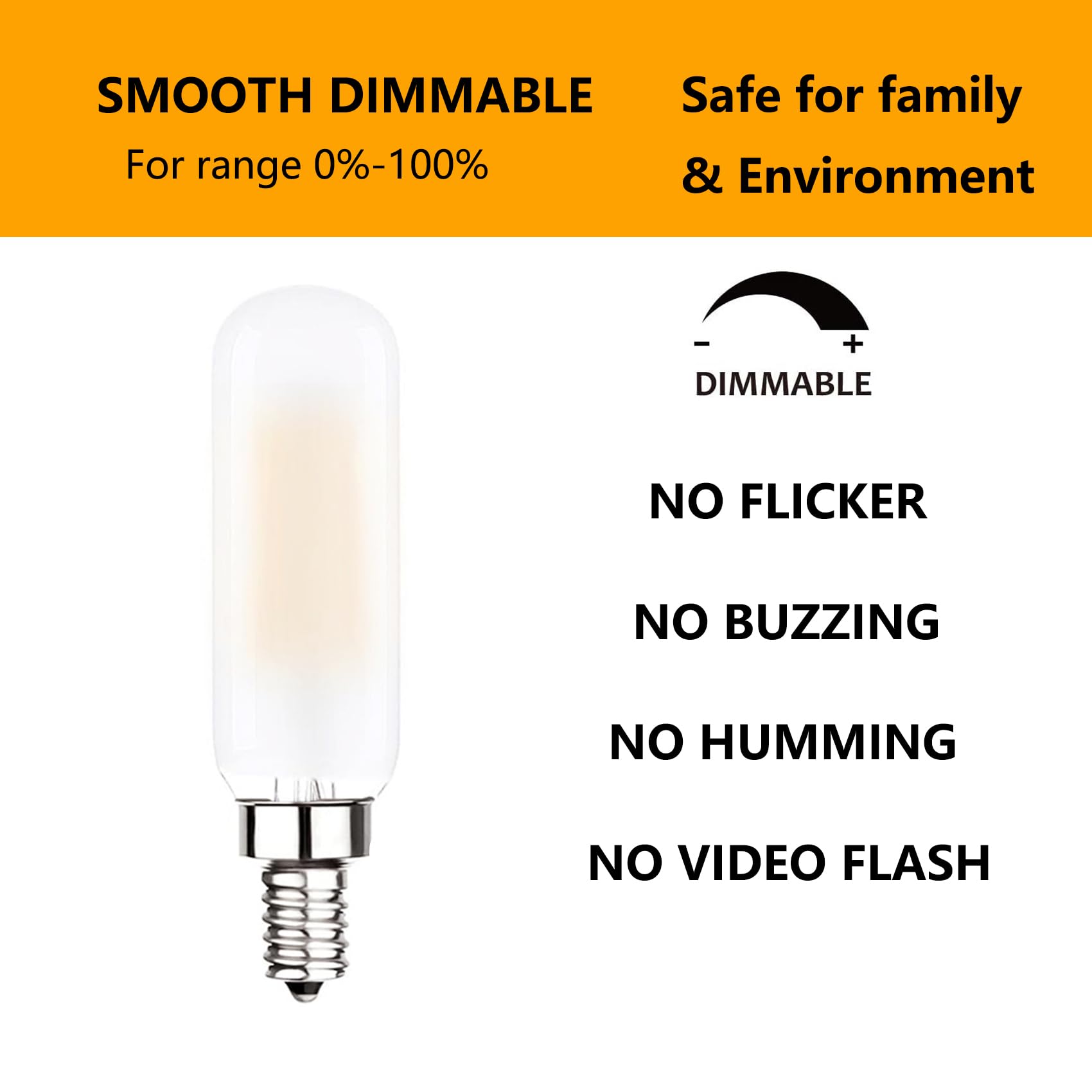 Sunaiony E12 Led Bulb Dimmable 40 Watt Equivalent E12 Candelabra Bulbs 2700K Warm White T6 T25 Led Edison Bulb, 6 Pack