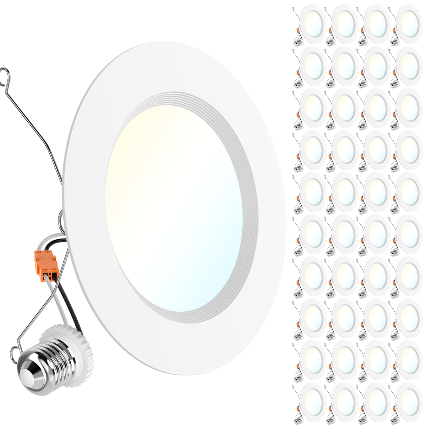 Sunco 40 Pack 6 Inch LED Recessed Light Retrofit, Can Lights for Ceiling, 1700 LM High Brightness, Selectable CCT 2700K/3000K/40