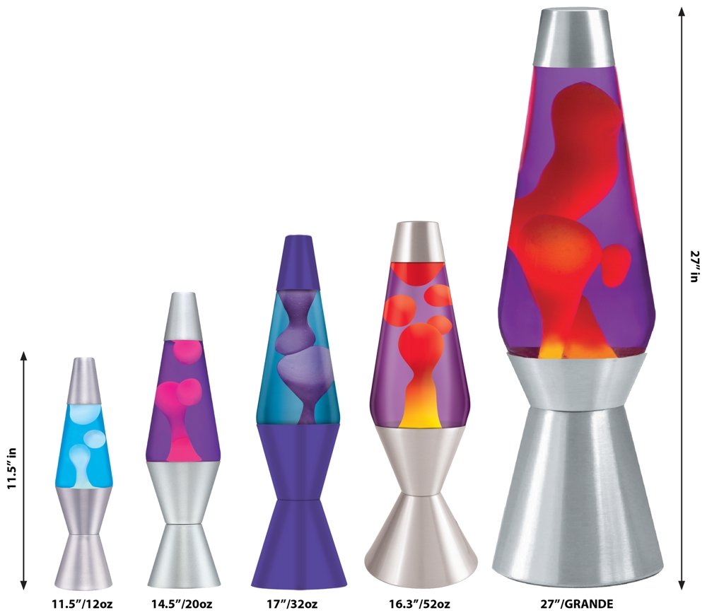 Lava Lava The Original Silver Base Lamp, 14.5" Glass, Yellow Wax in Purple Liquid, Model 2125