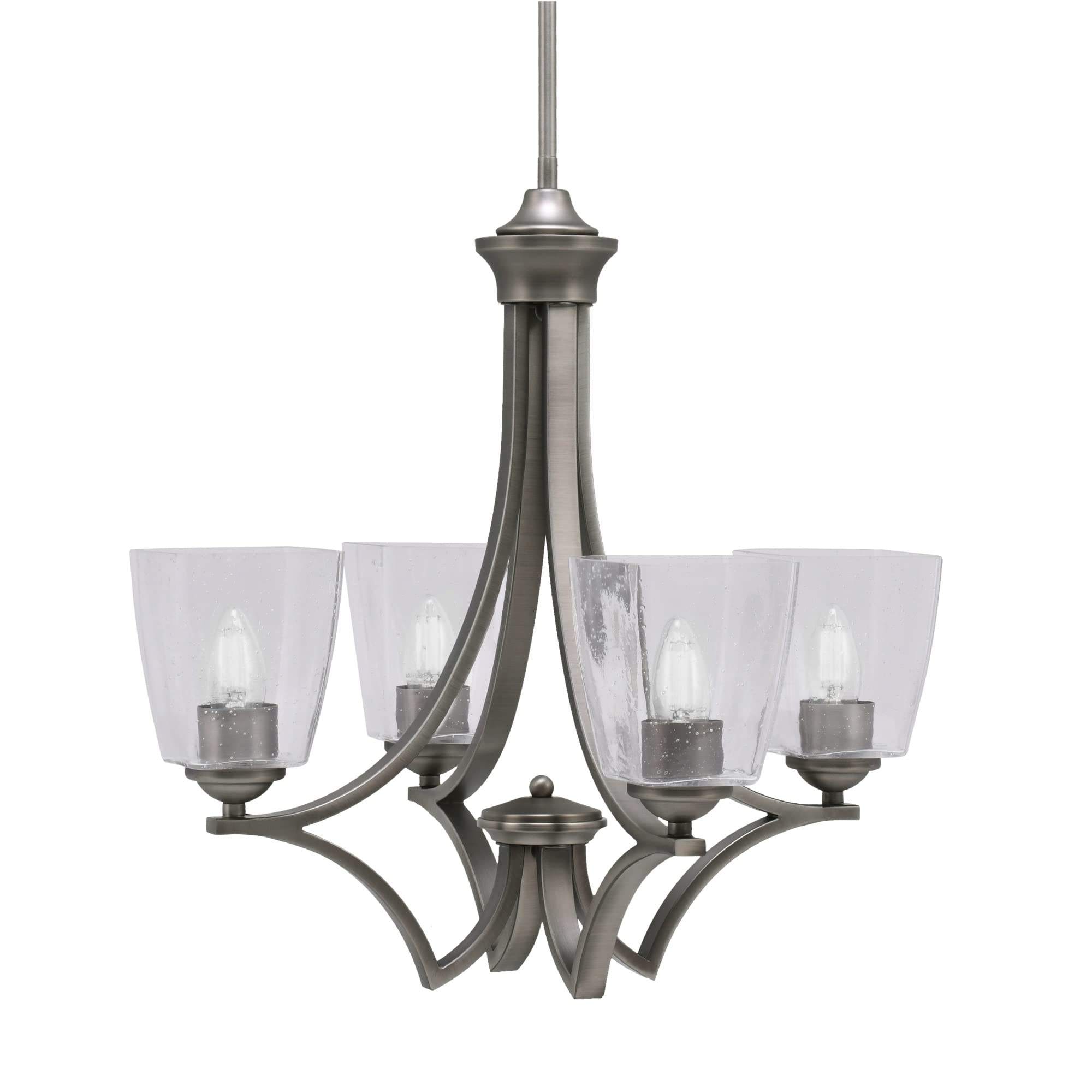 Zilo Uplight, 4 Light, Chandelier in Graphite Finish with 5&quot; Clear Ribbed Glass