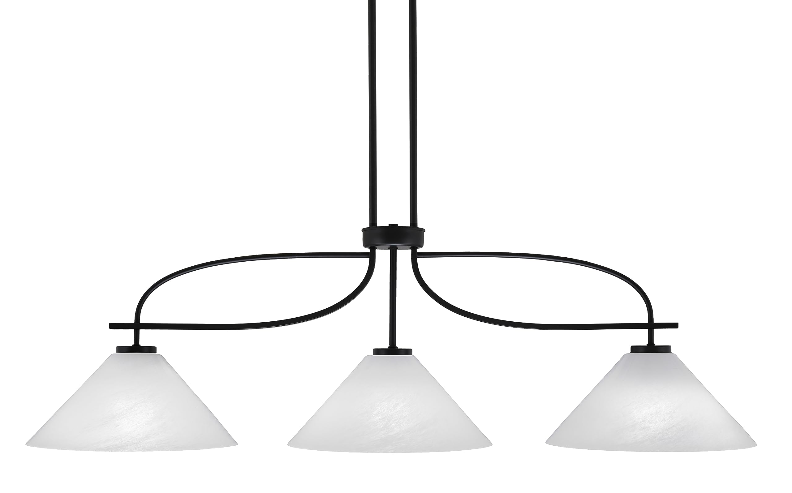 Toltec Lighting Cavella 6 Light Chandelier Shown in Matte Black Finish with 4&quot; White Muslin Glass