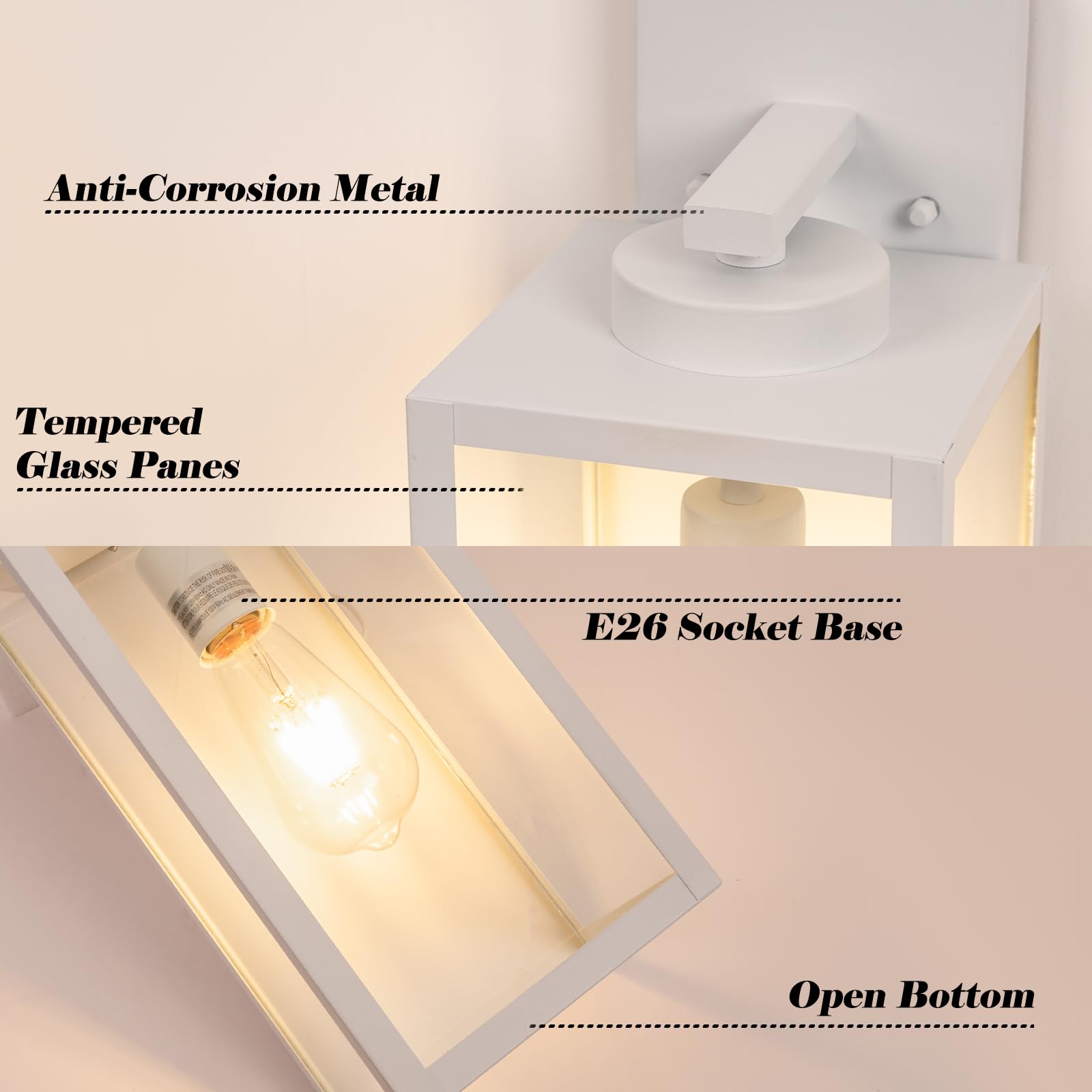 Yolsunes 16&quot; White Outdoor Wall Light Fixture - Waterproof Modern Farmhouse Sconce For Patio & Garage