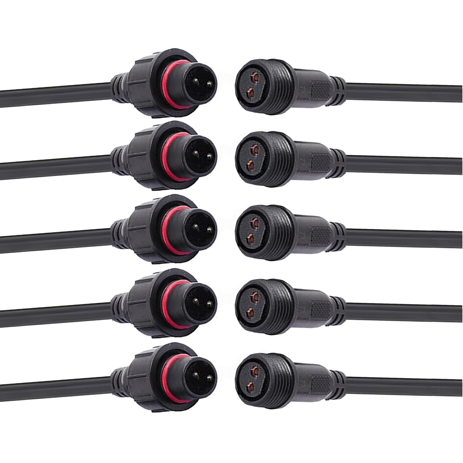 Dstfuy Waterproof Connector 2 Wire,16Awg 2Pin Male Female Plug Led Connector With Ip65,20Cm Extension Cable For Car,Led Strip Lights (5Pairs)